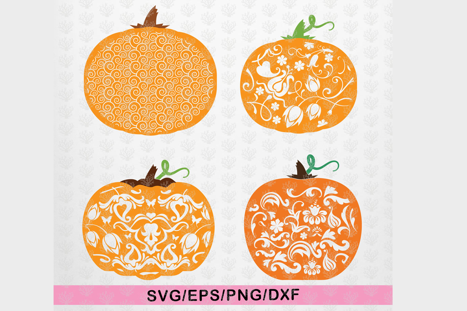 Download Halloween Bundle - 4 Decorative Floral Pumpkin SVG EPS DXF ...