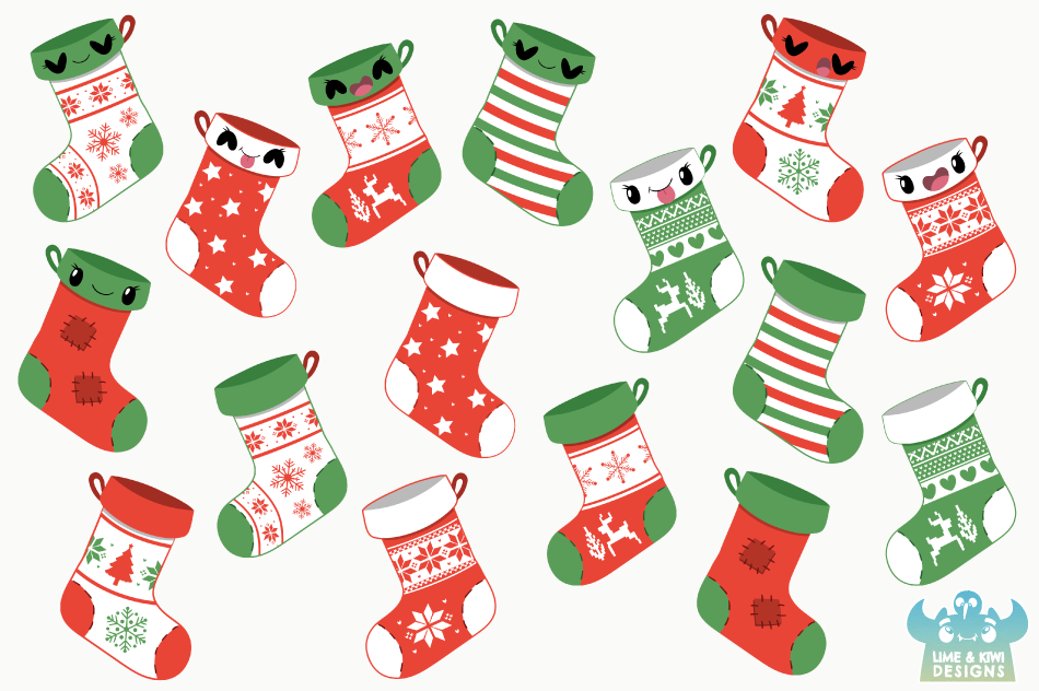 Download Christmas Stockings Clipart, Instant Download Vector Art