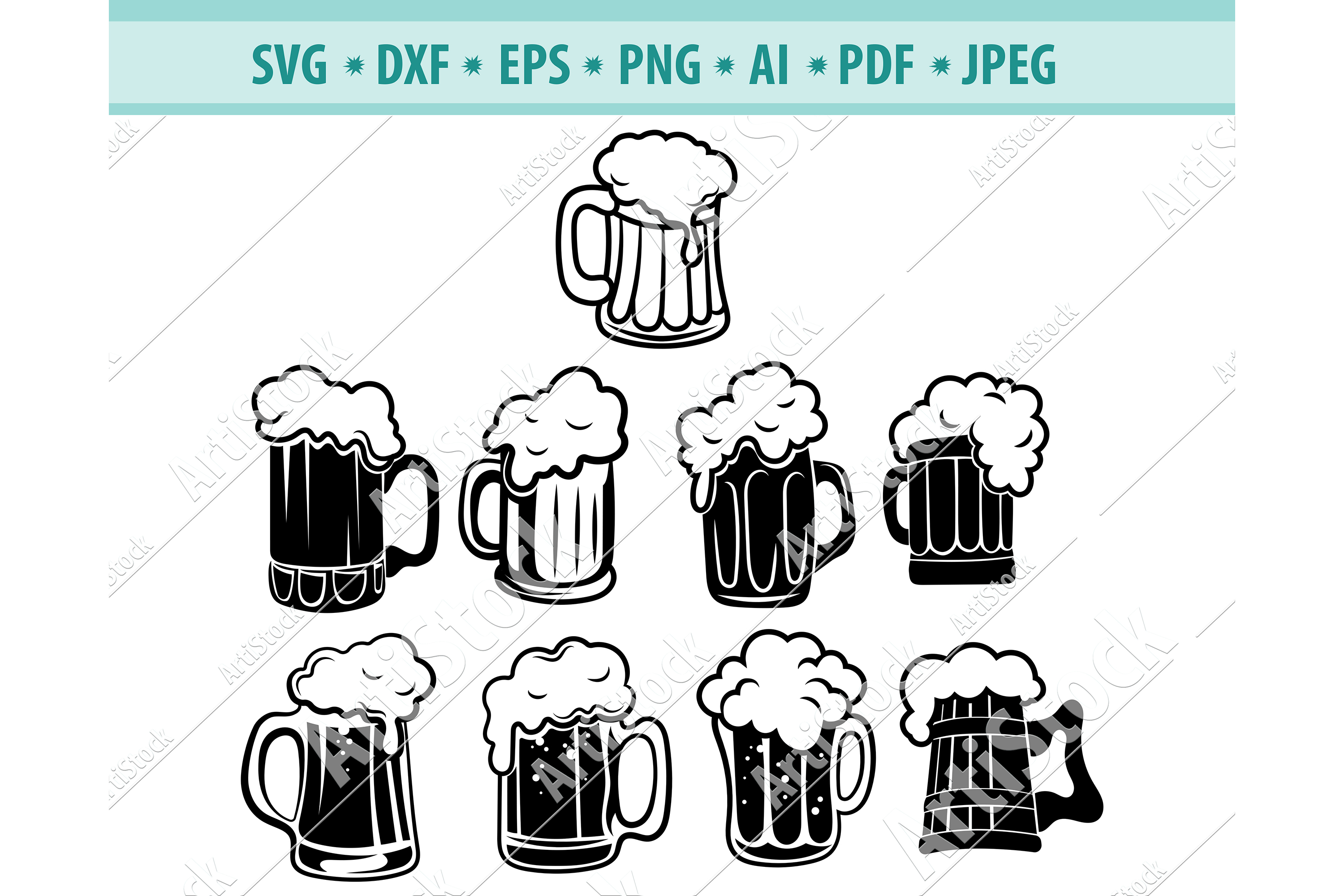 Download BEER SVG, Alcohol svg, Beer mugs svg, Drink Dxf, Png, Eps