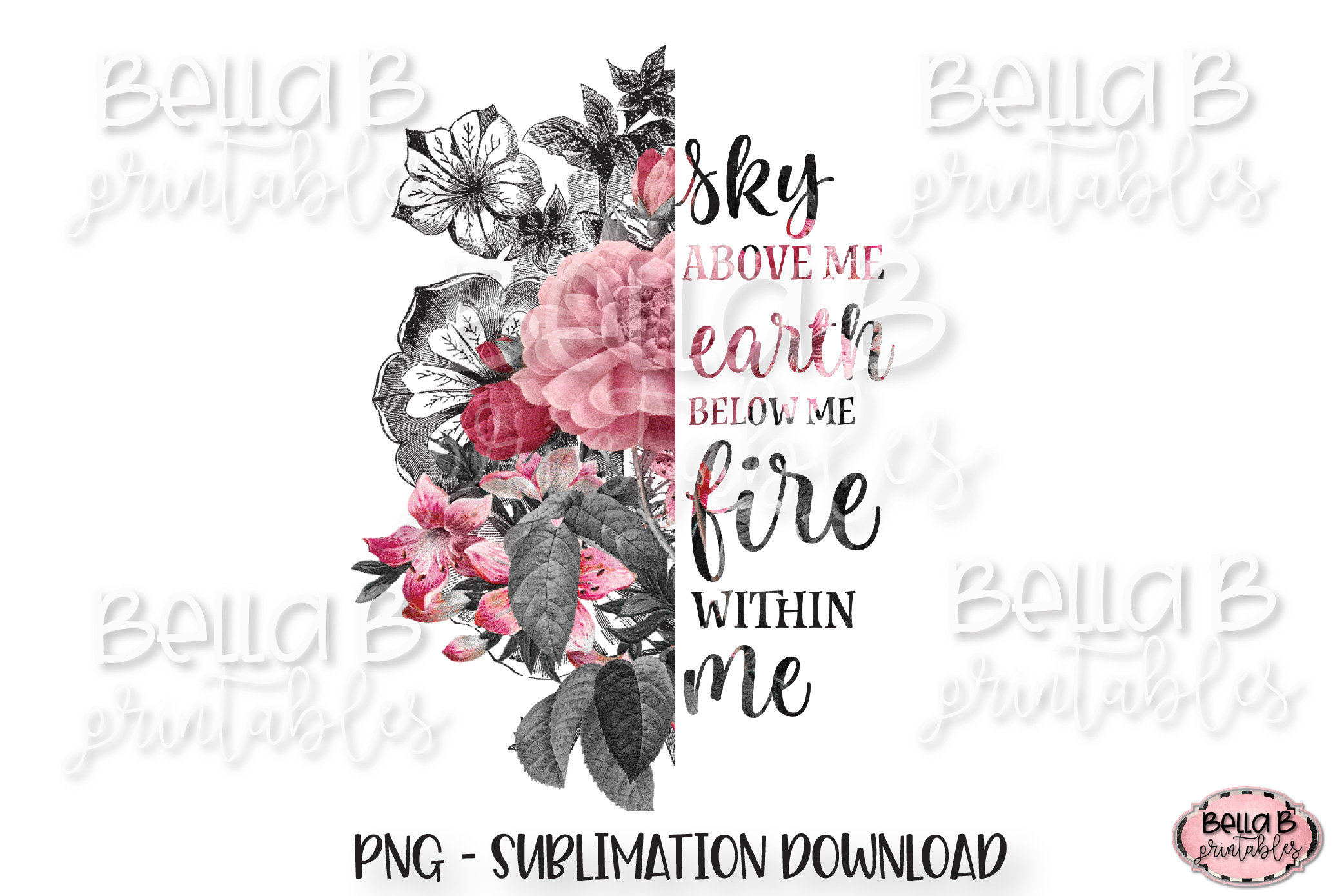 Floral Sublimation Design, Half Flower Sublimation, Boho (265146