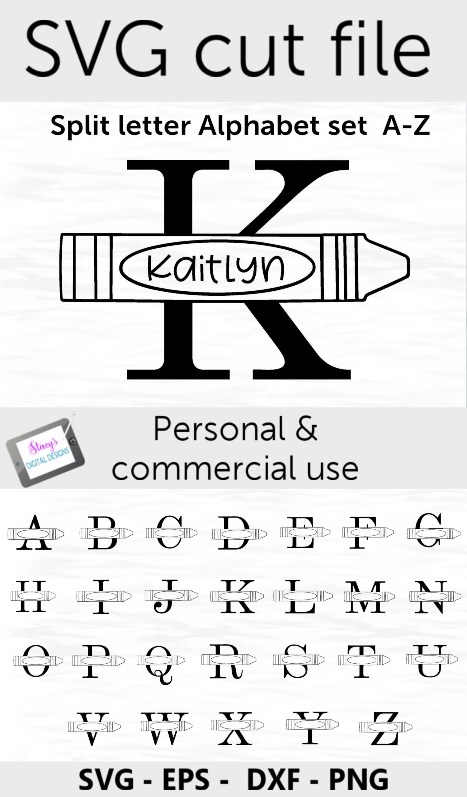 Download Split Letters A-Z - 26 Split Monogram SVG w/ crayons ...