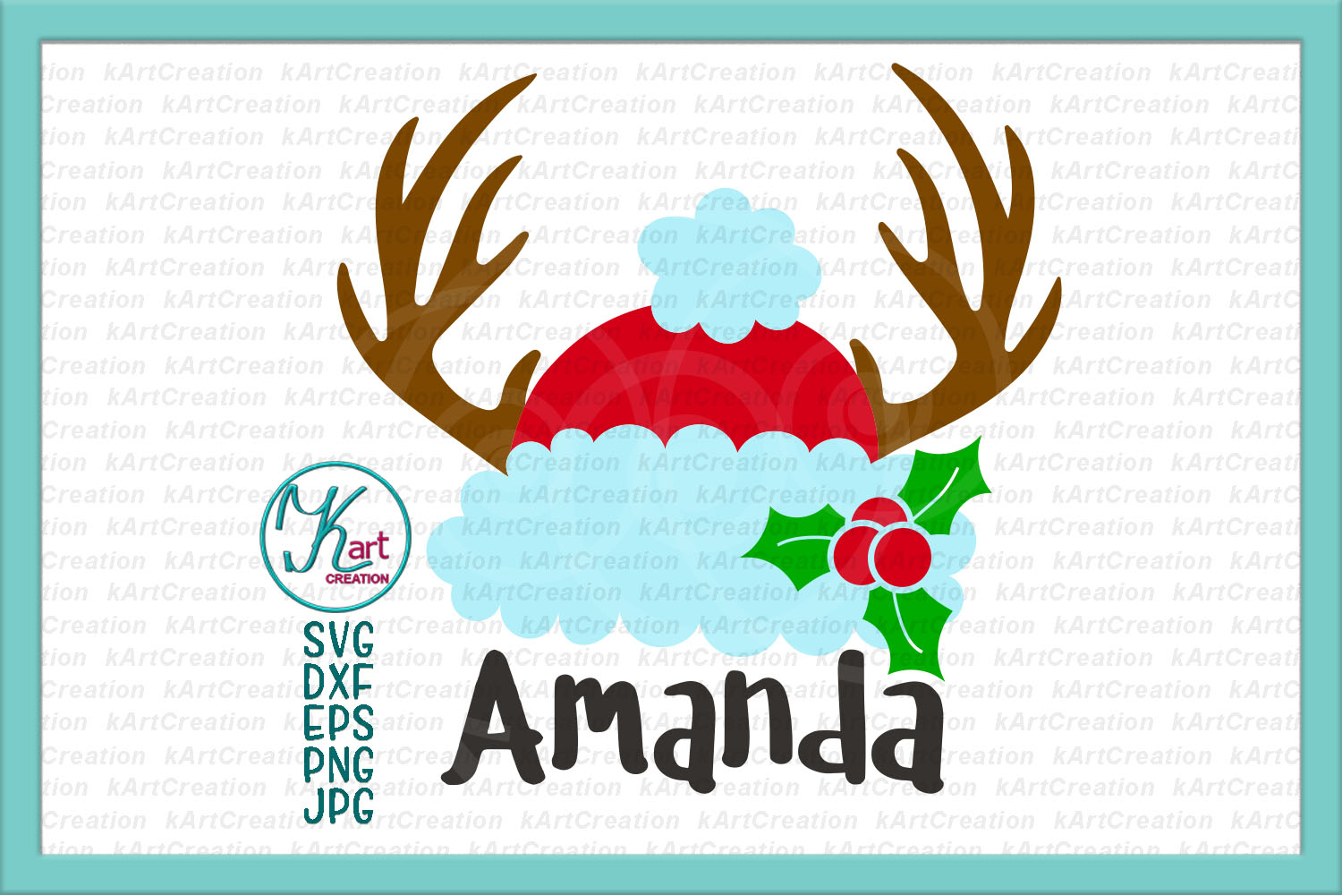 Deer antlers Christmas Santa hat with antlers monogram svg (47332)  SVGs  Design Bundles