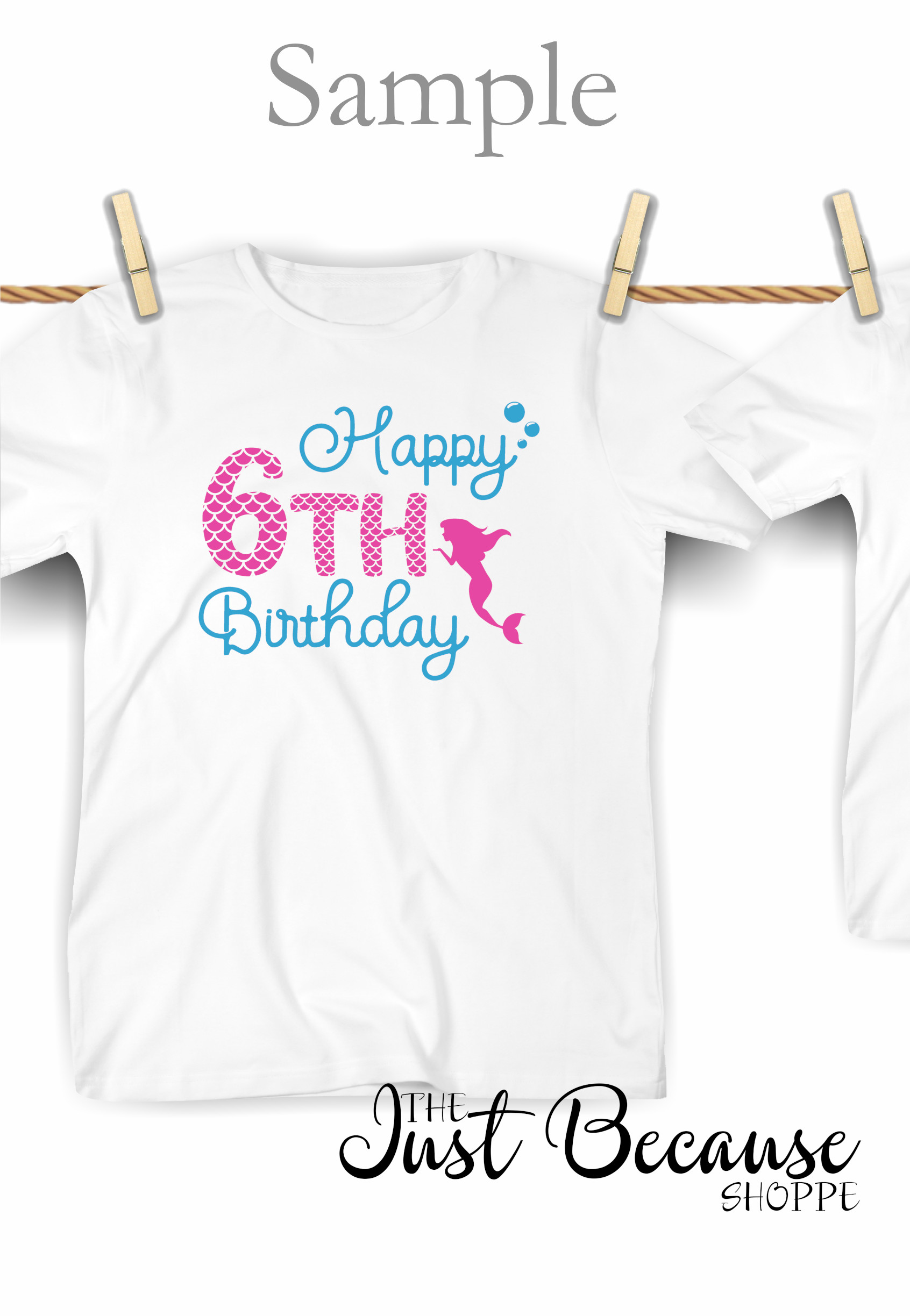 Happy 6th Birthday Mermaid, SVG Design -0443