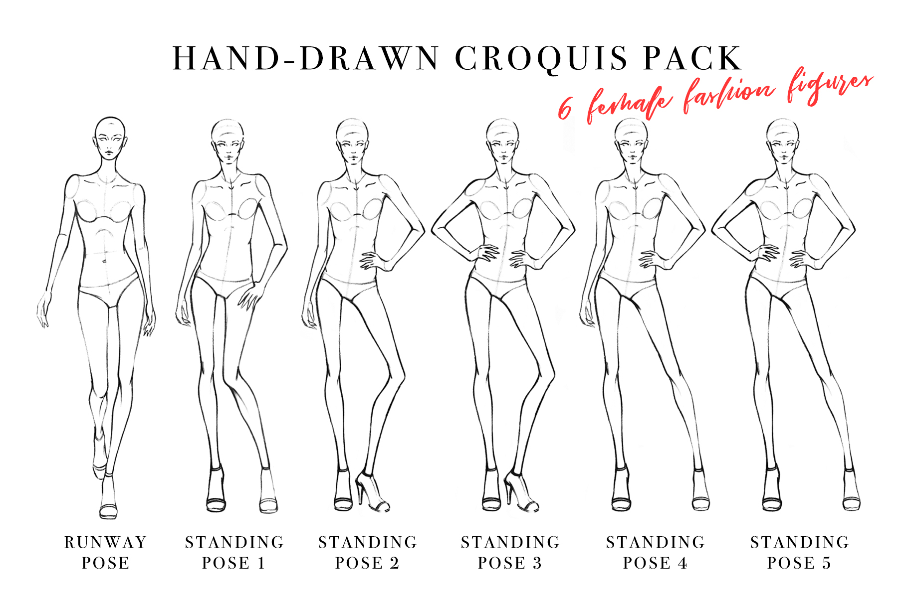 Female Figure Croquis Pack for Fashion Illustration (232341