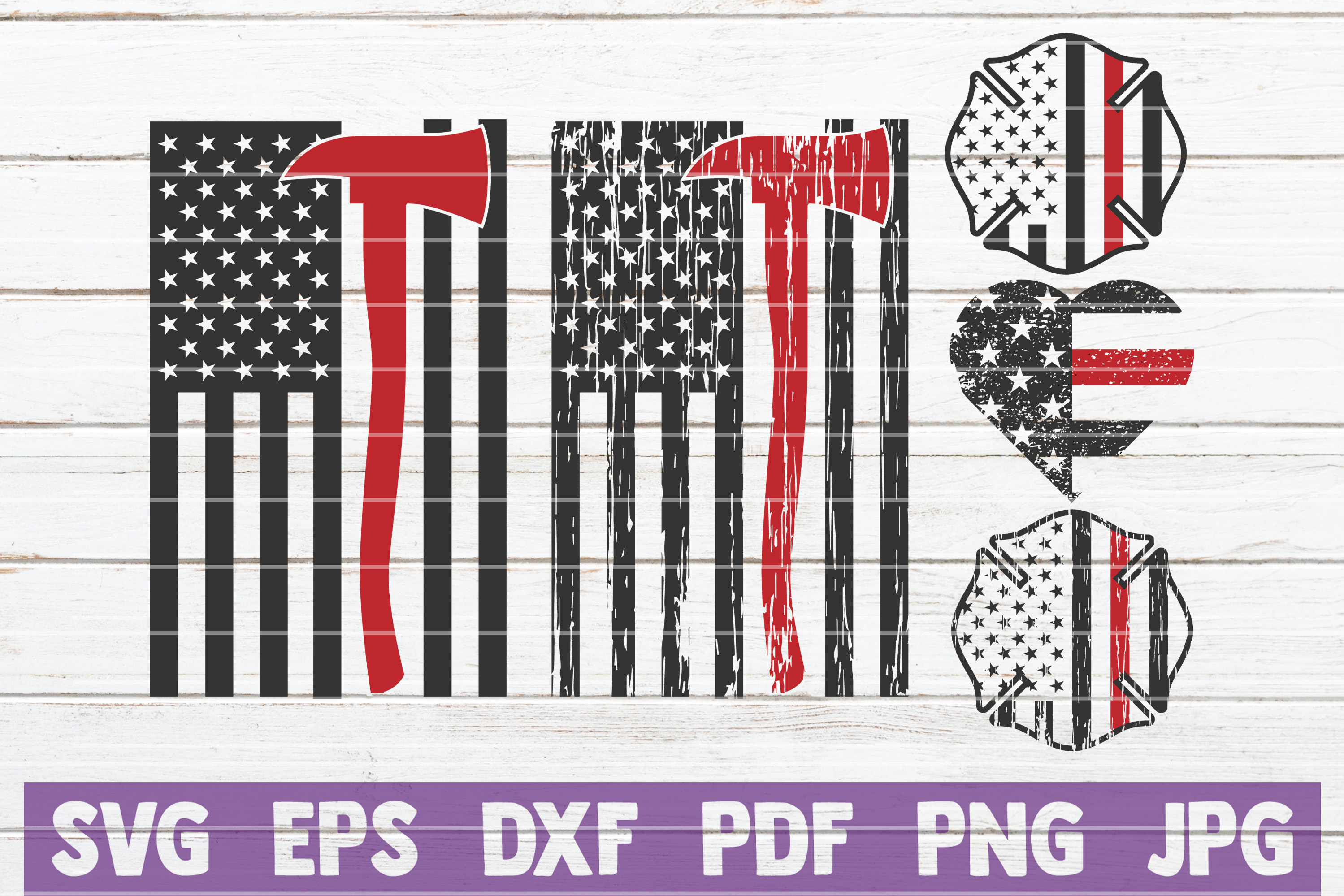 5 American Firefighter Flags SVG Cut Files | commercial use