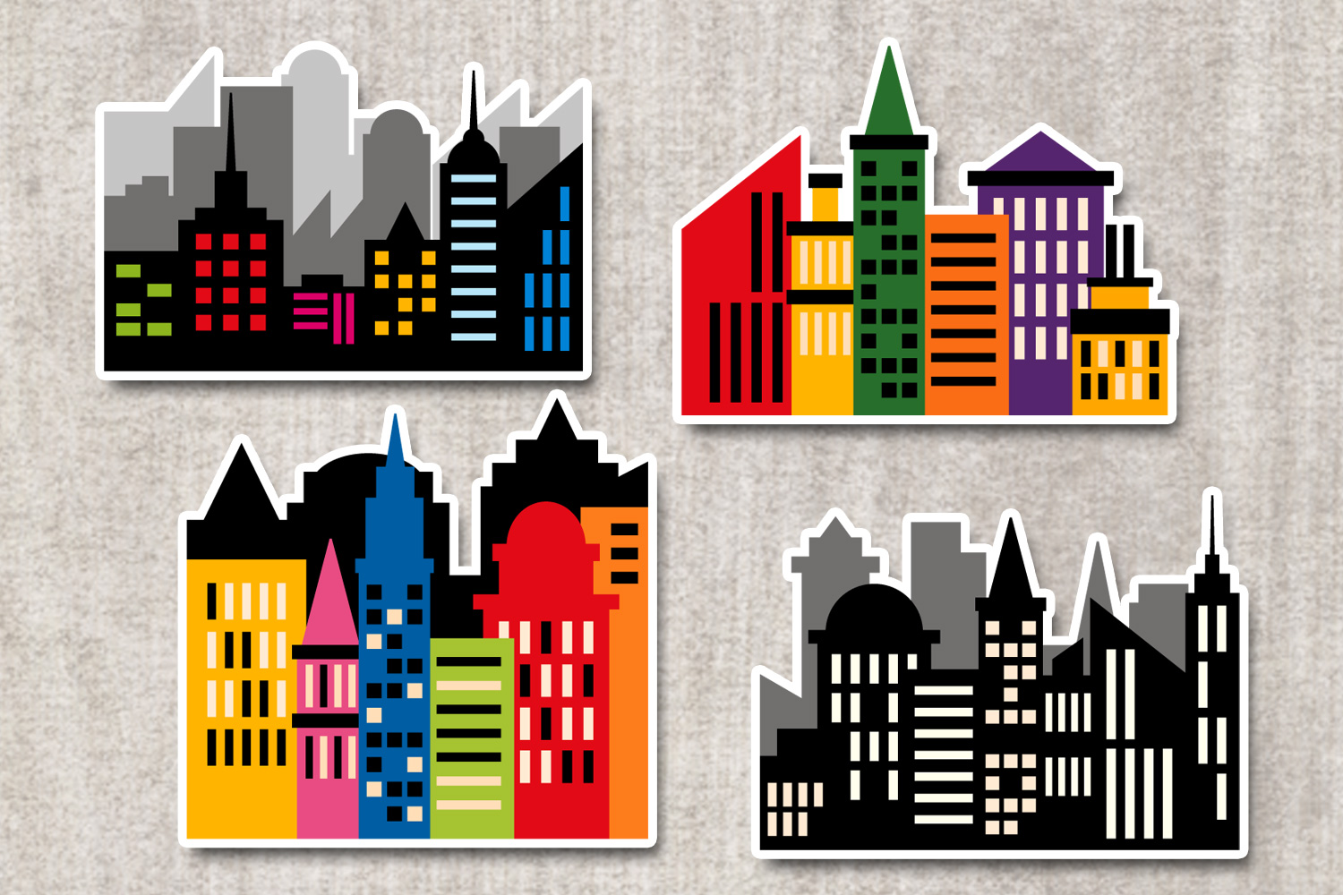 Superhero Buildings Block Graphic Illustrations