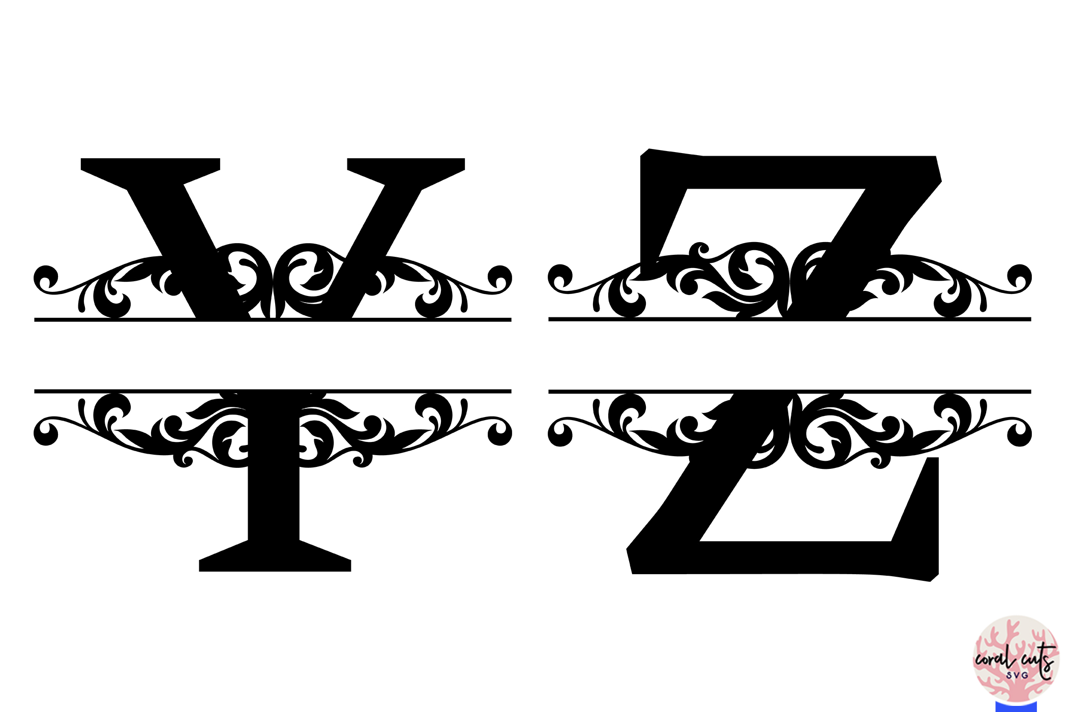 Download Split Letters Monogram A to Z - Svg EPS DXF PNG File