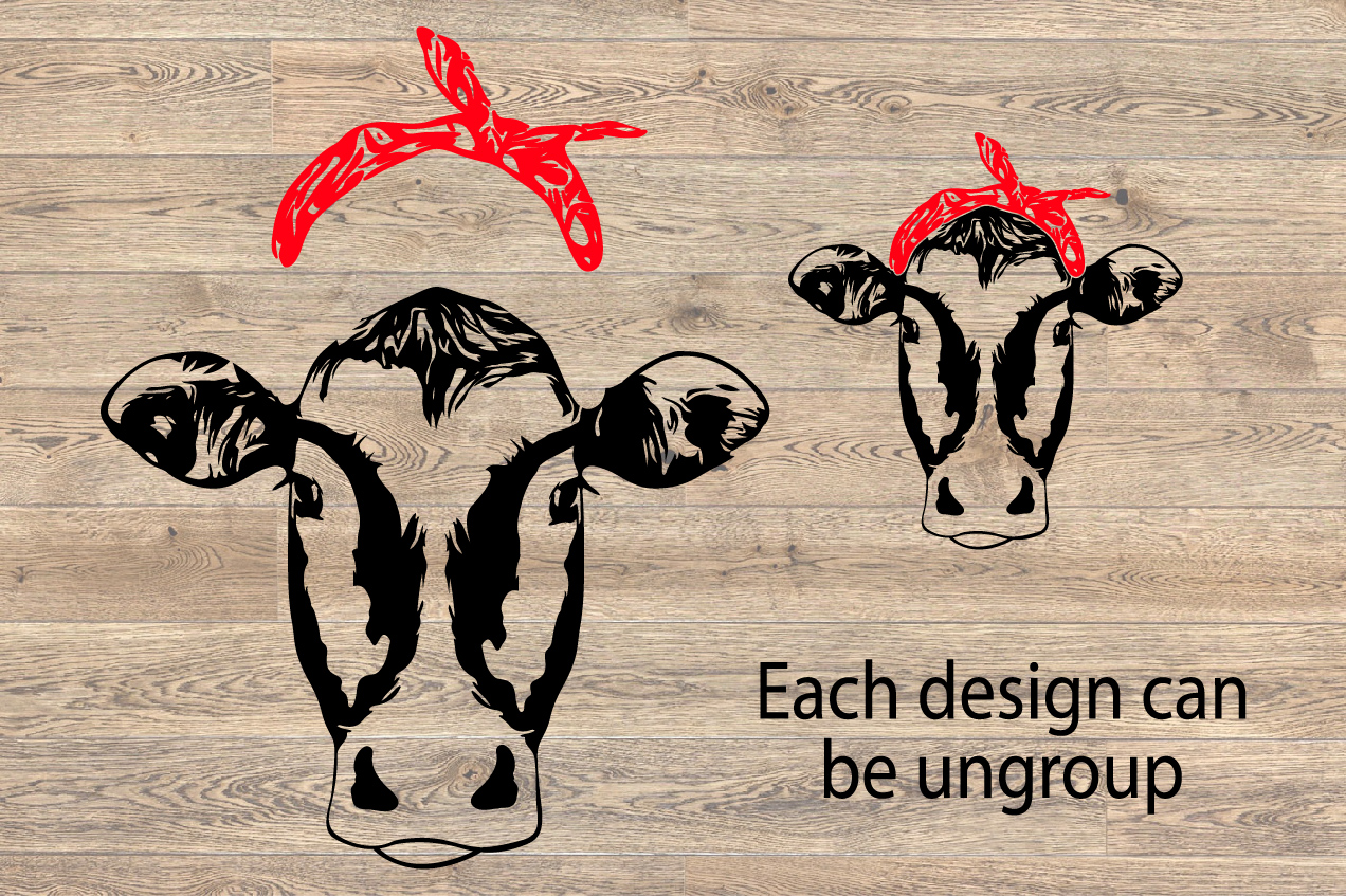 Download Cow Head whit Bandana SVG Cutting Clip Art 866S (107755 ...