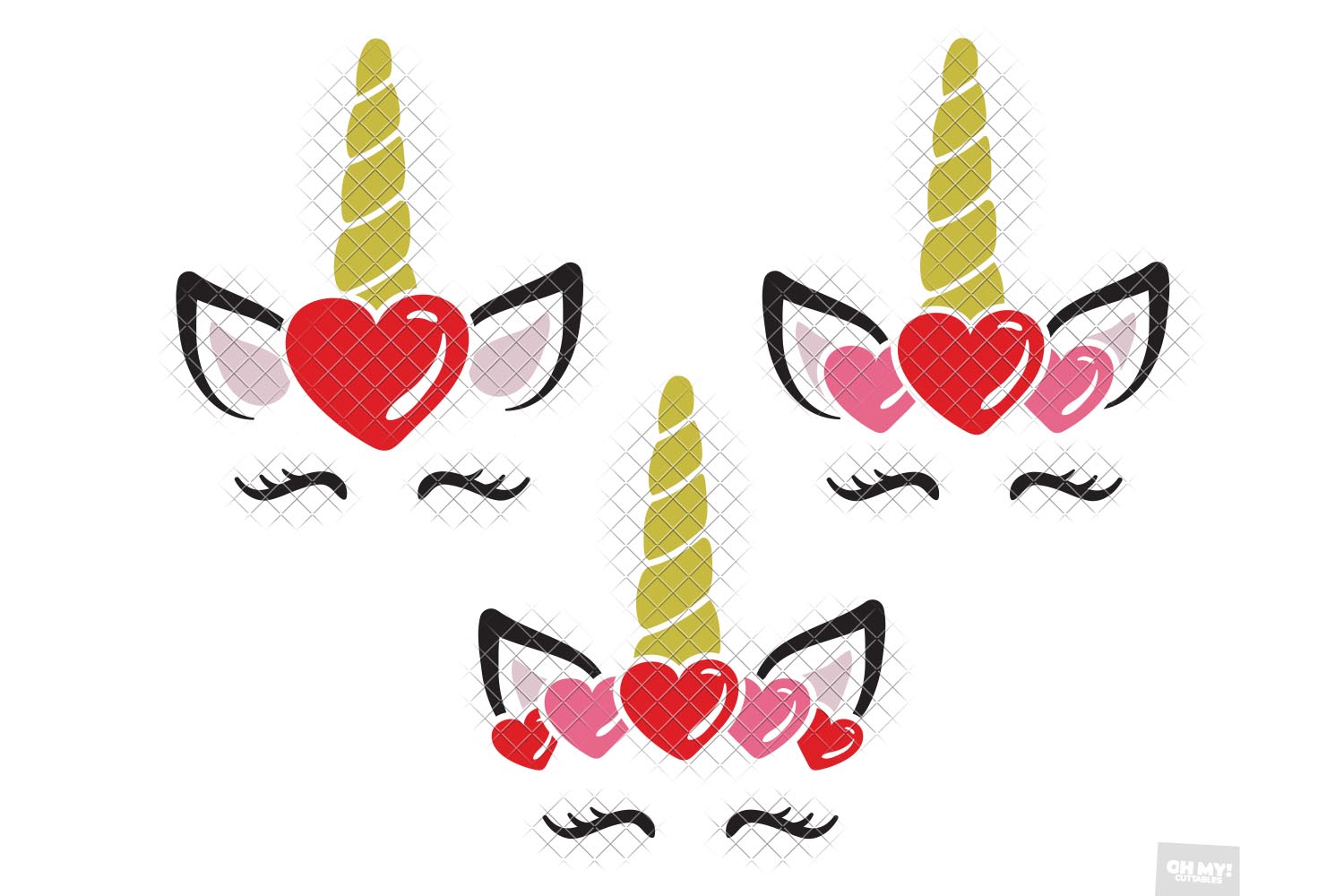 Unicorn Eyelash Kids Valentine SVG with DXF, PNG, EPS, JPG