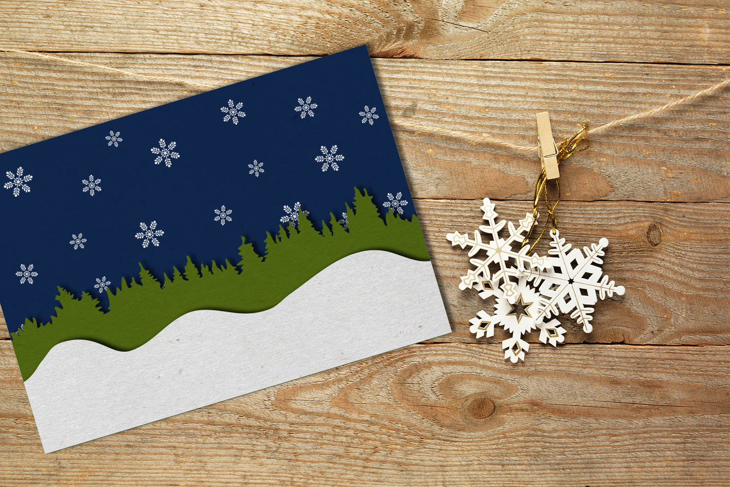 Seamless Winter Snow Scene with Deer SVG Design