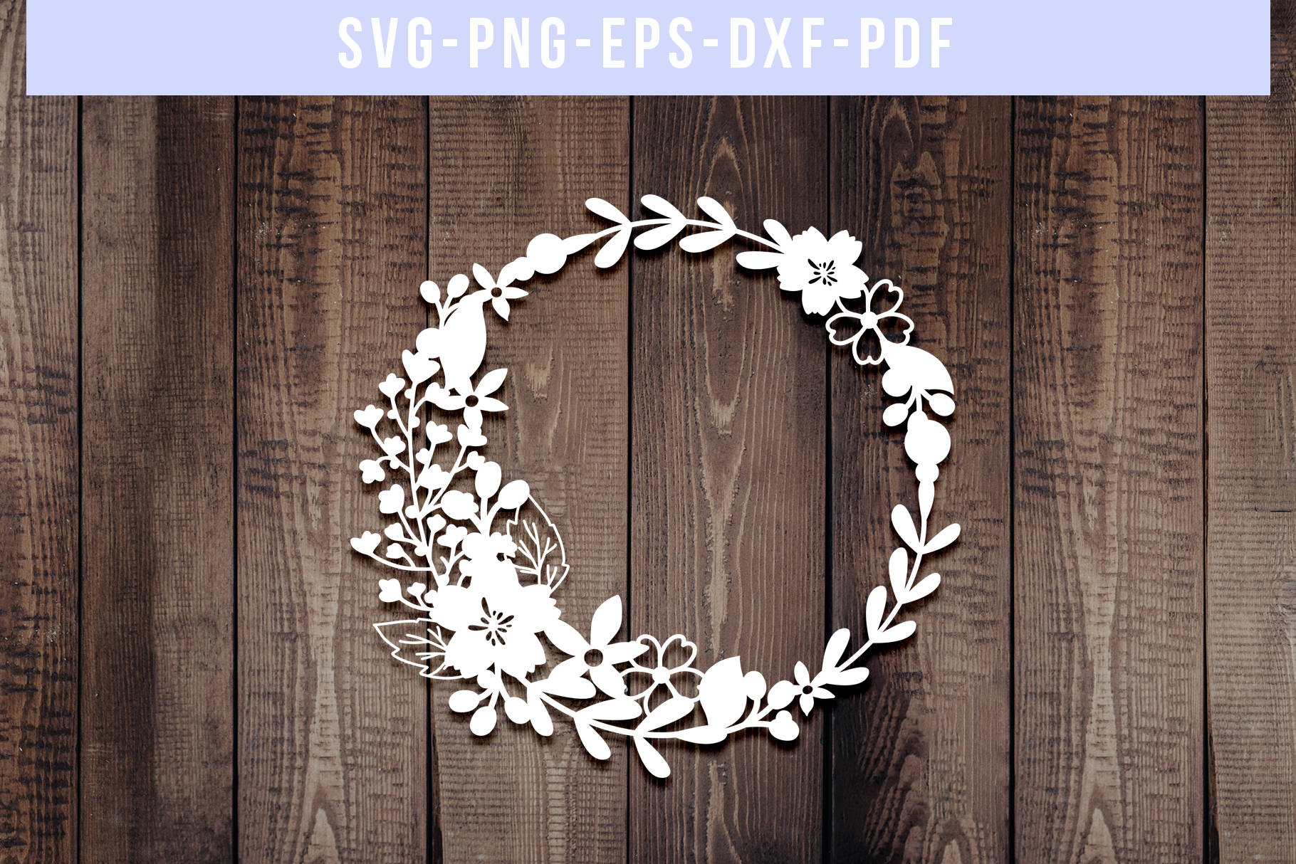 Download Floral Wreath Papercut Template, Flower Decor SVG, PDF, DXF (252812) | Paper Cutting | Design ...