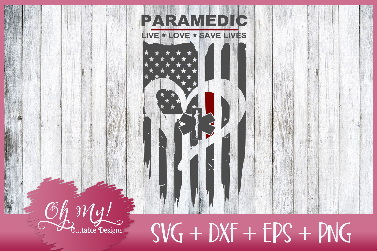 Paramedic Distressed Flag - SVG DXF EPS PNG Cutting File
