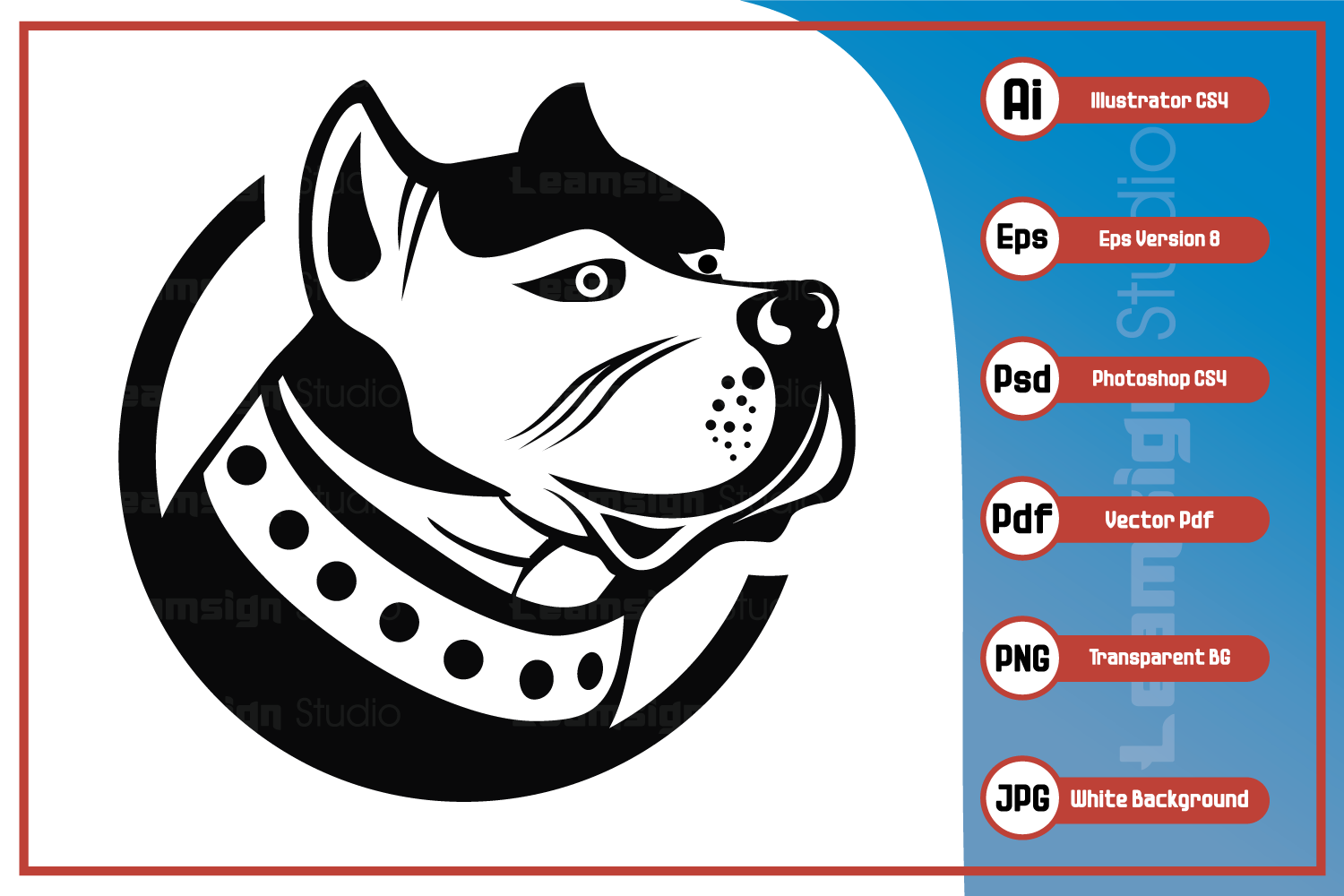 Vector Illustration Character Pitbull Dog Head Logo