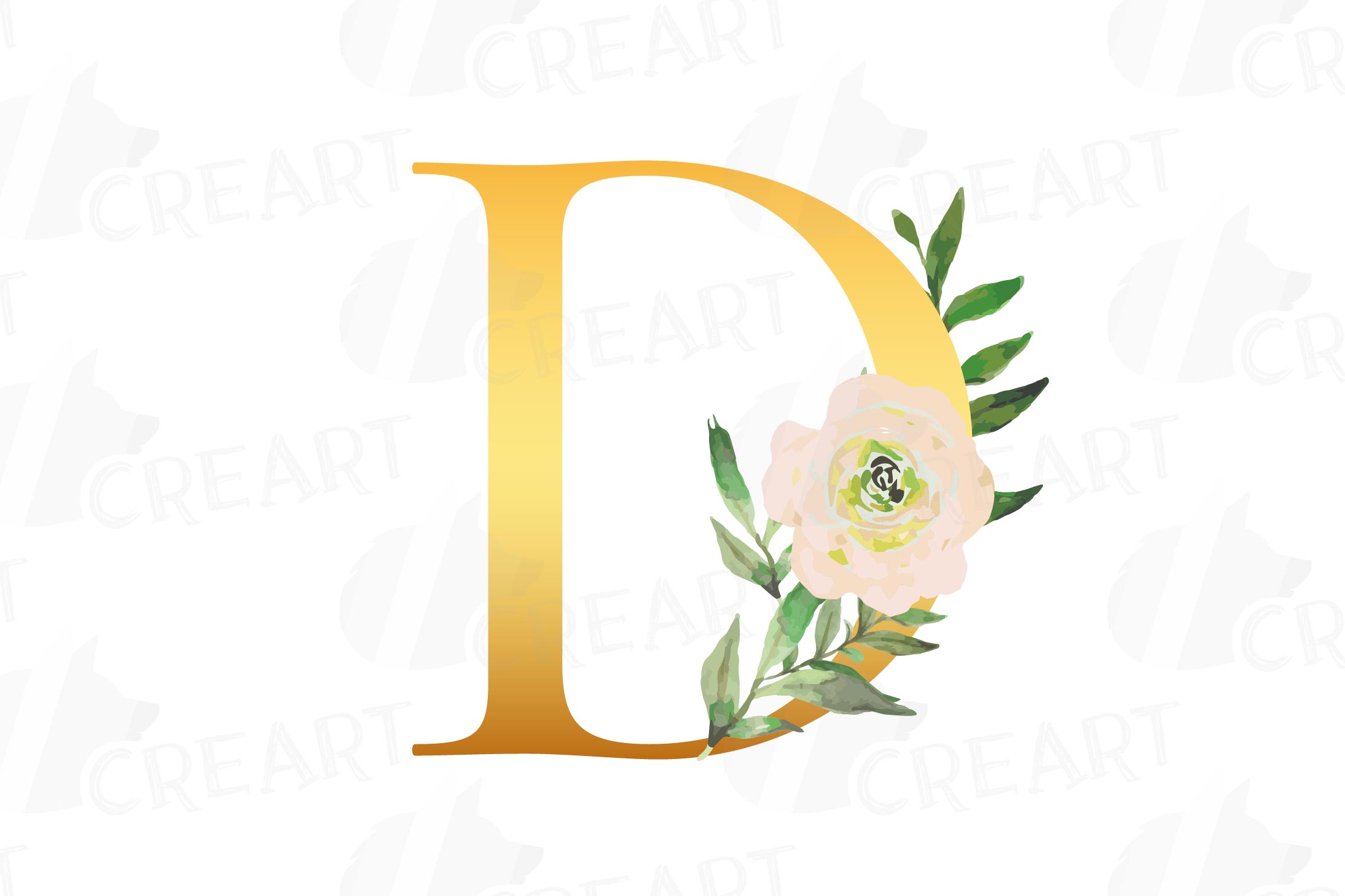 floral golden alphabet clip art floral alphabet print