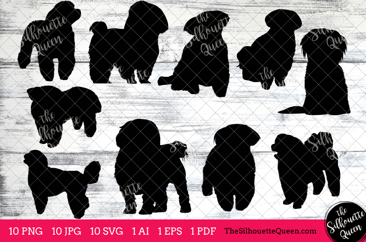 Maltese Dog Silhouette Clipart Clip Art (AI, EPS, SVGs, JPGs, PNGs, PDF