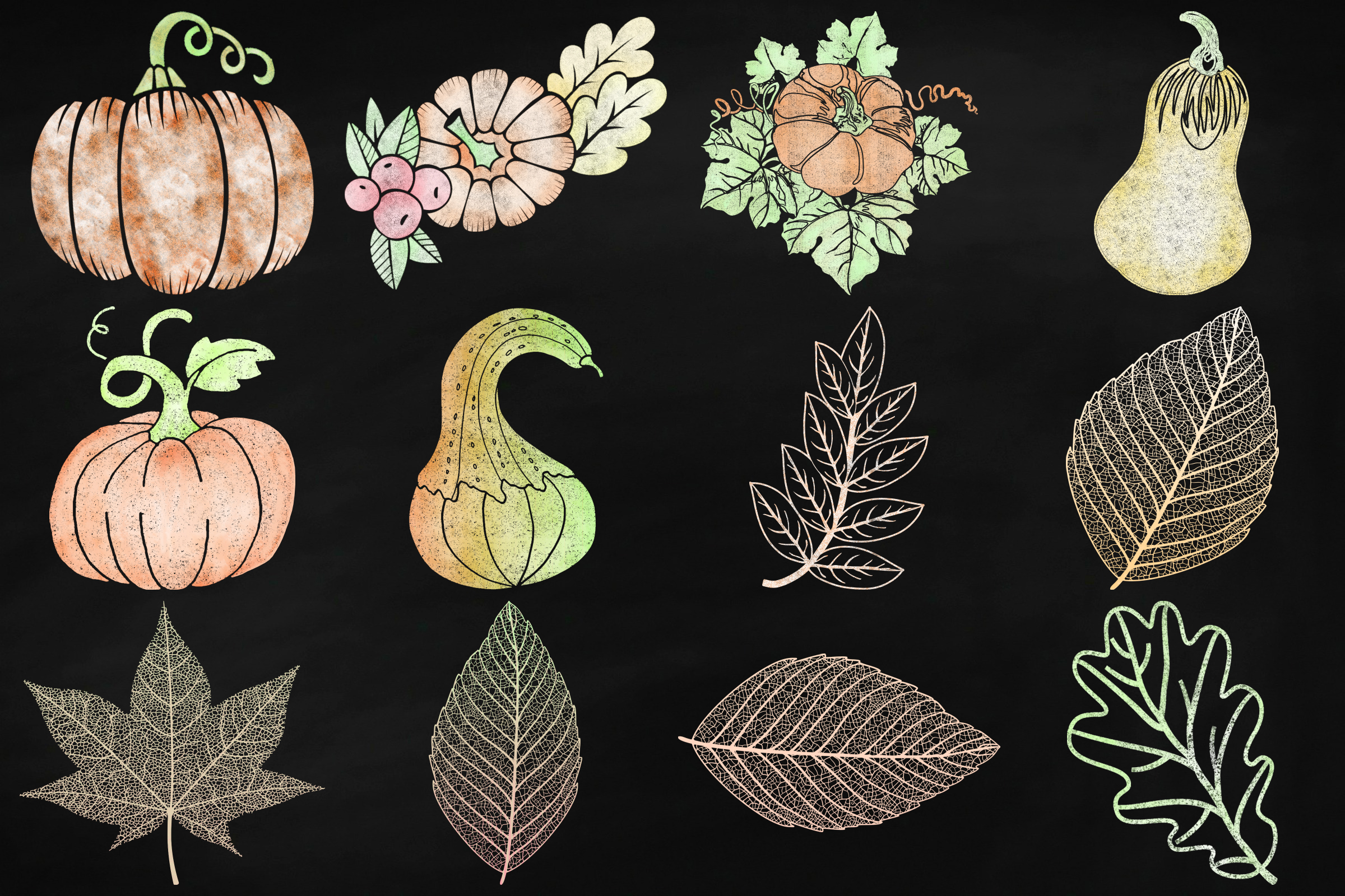 Chalkboard Autumn Clip Art Bundle
