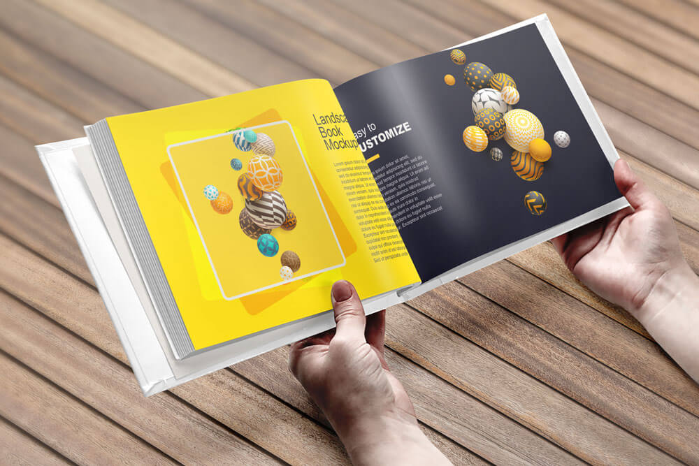 Download Landscape Hardcover Book Mockup (38375) | Mock Ups | Design Bundles