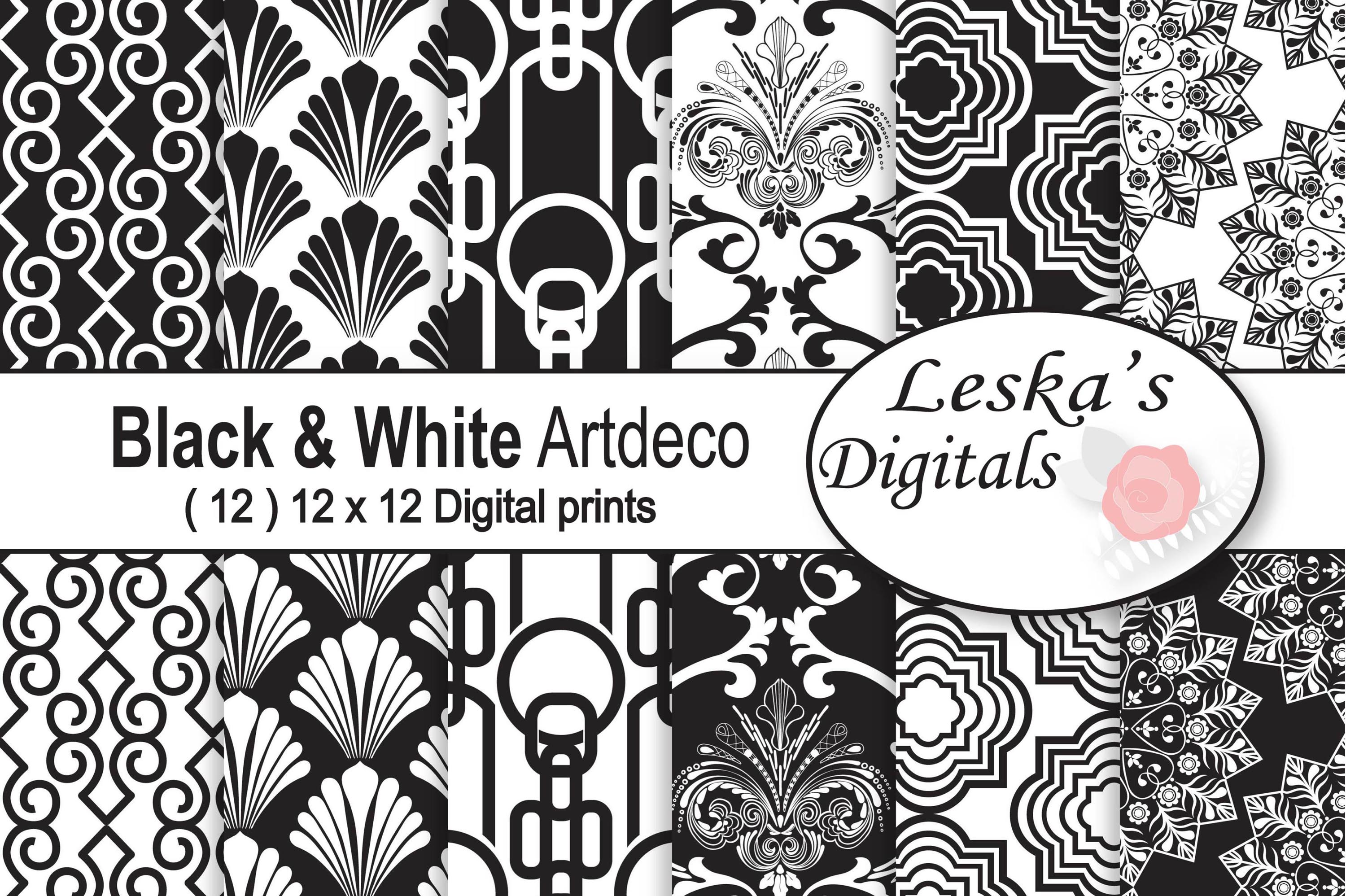 Black &White Art Deco Digital Paper