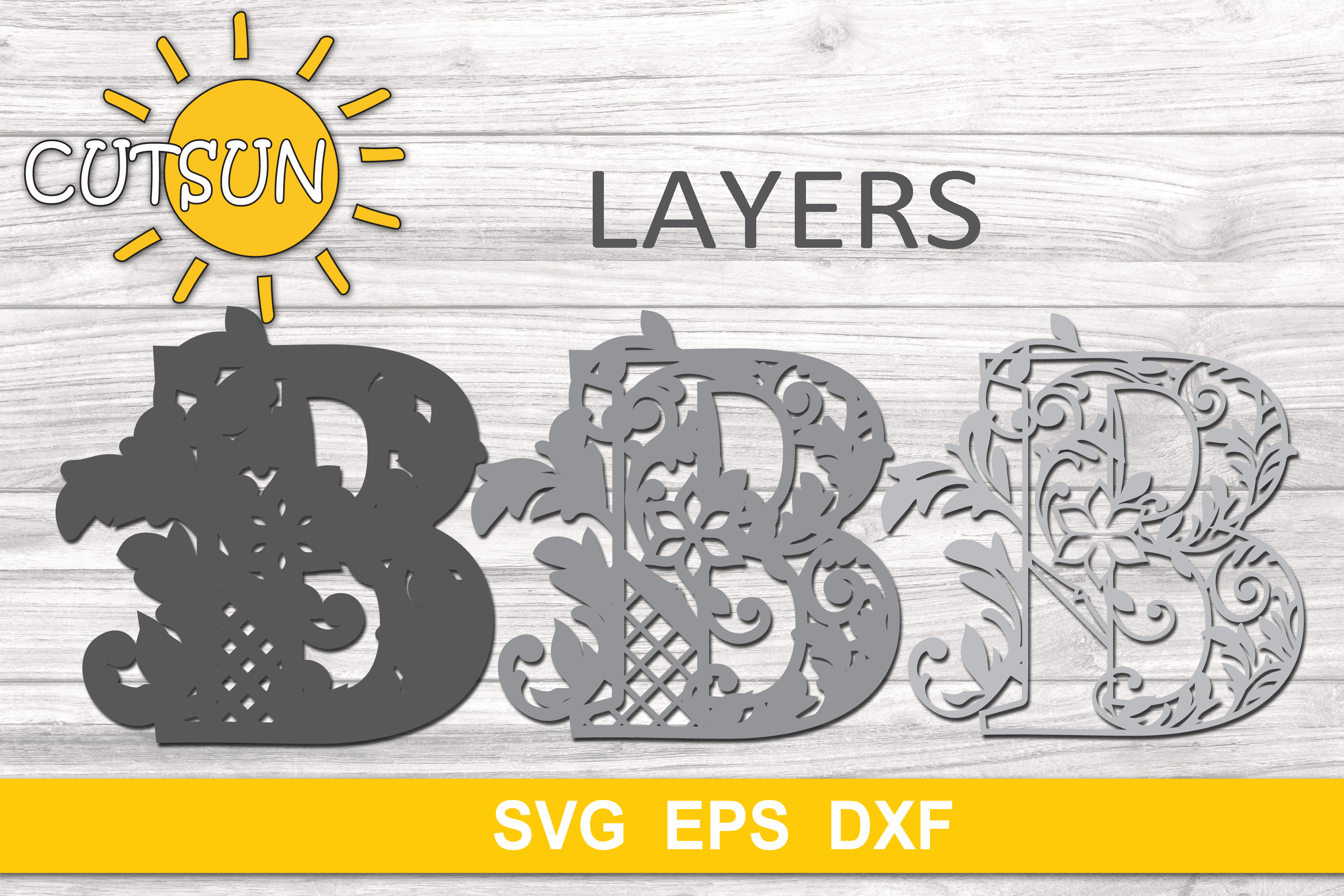 Download 3D Alphabet Layered Mandala B - 3 layers cut file (522490 ...