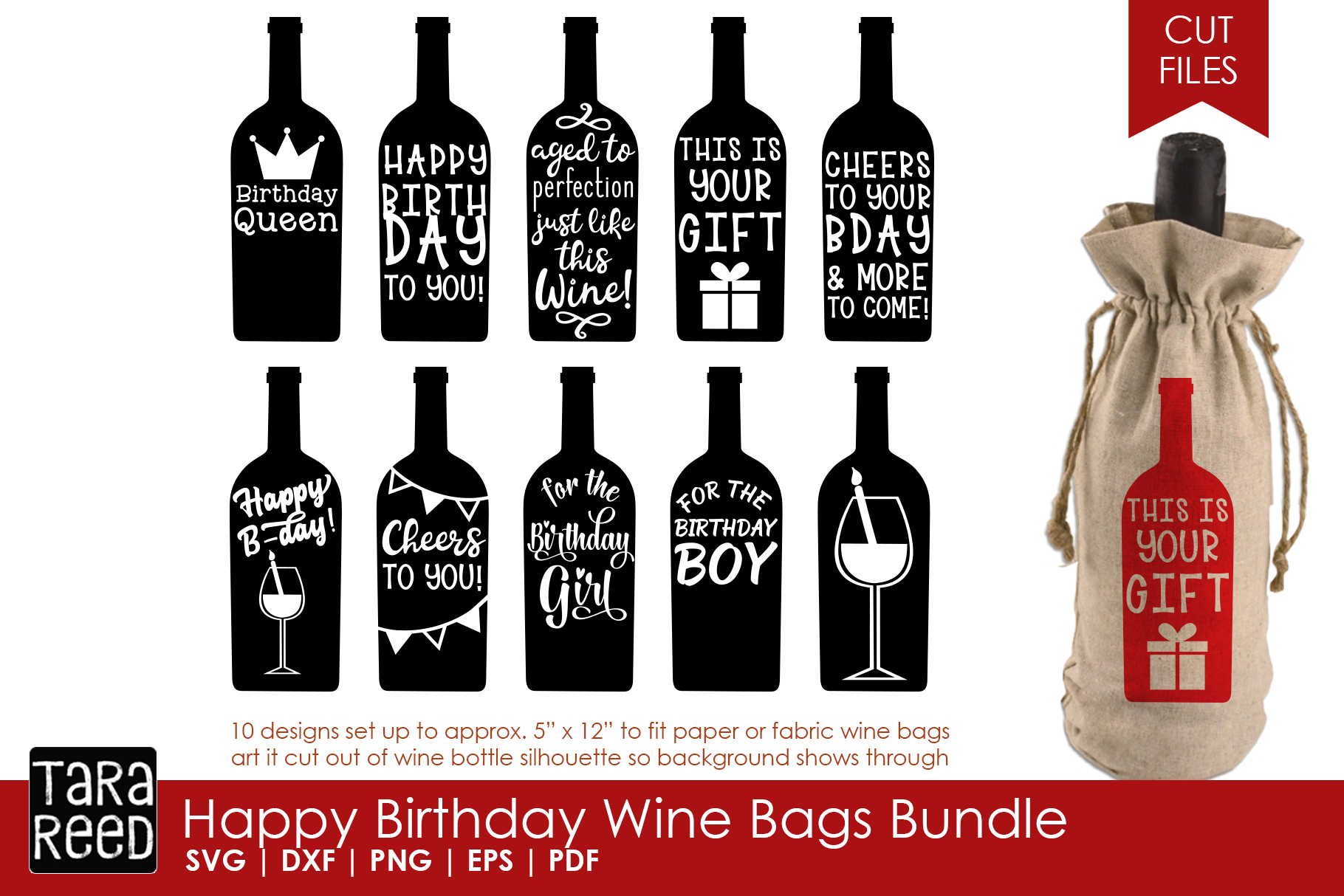 Download Happy Birthday Wine Bags - Birthday SVG Files for Crafters
