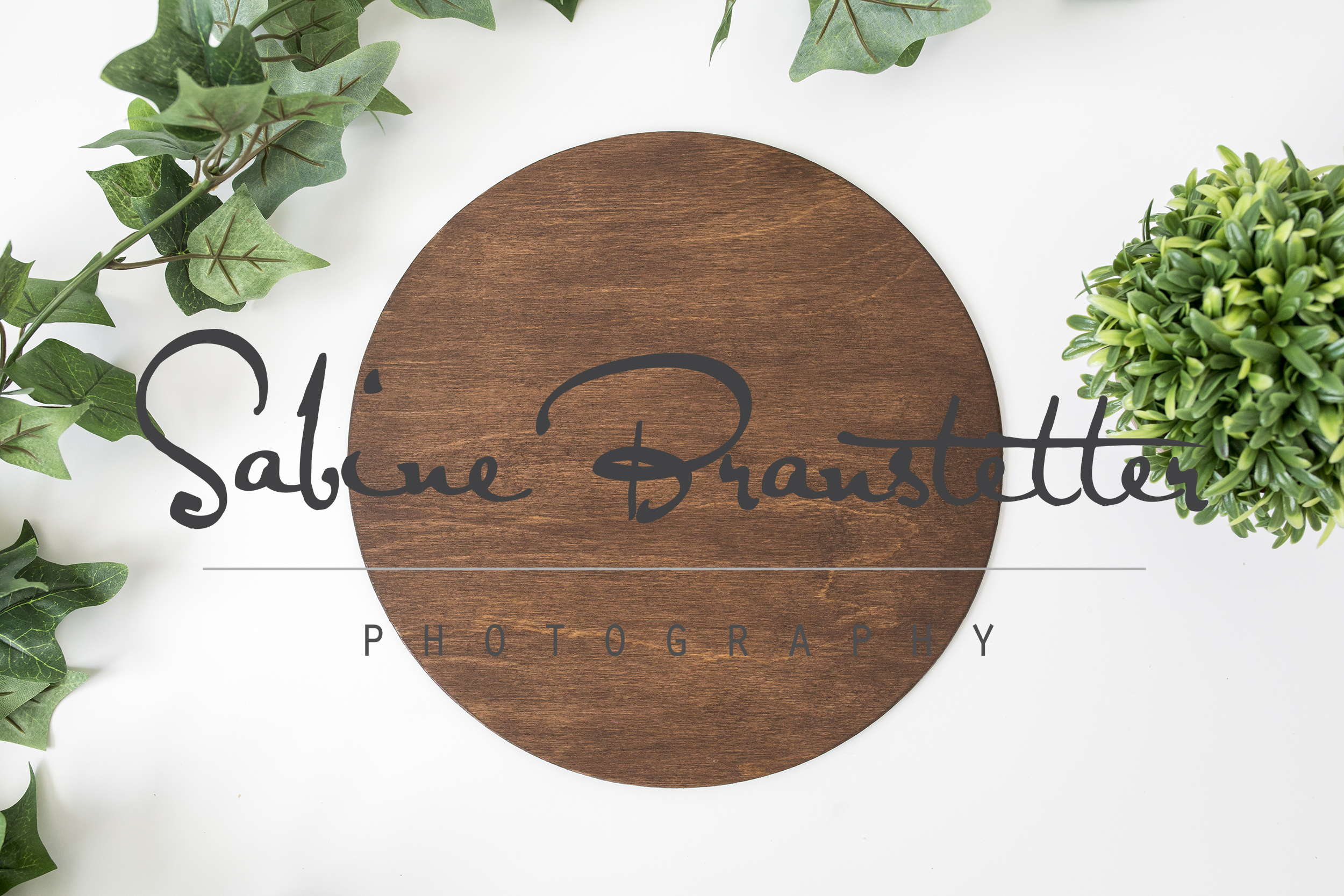 Download Styled Stock Photography Brown Round Wood Sign Mockup