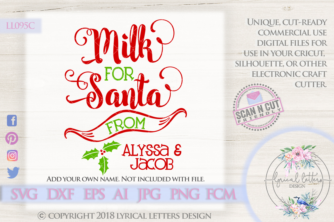 Download Milk for Santa Christmas SVG Cut File LL095 C