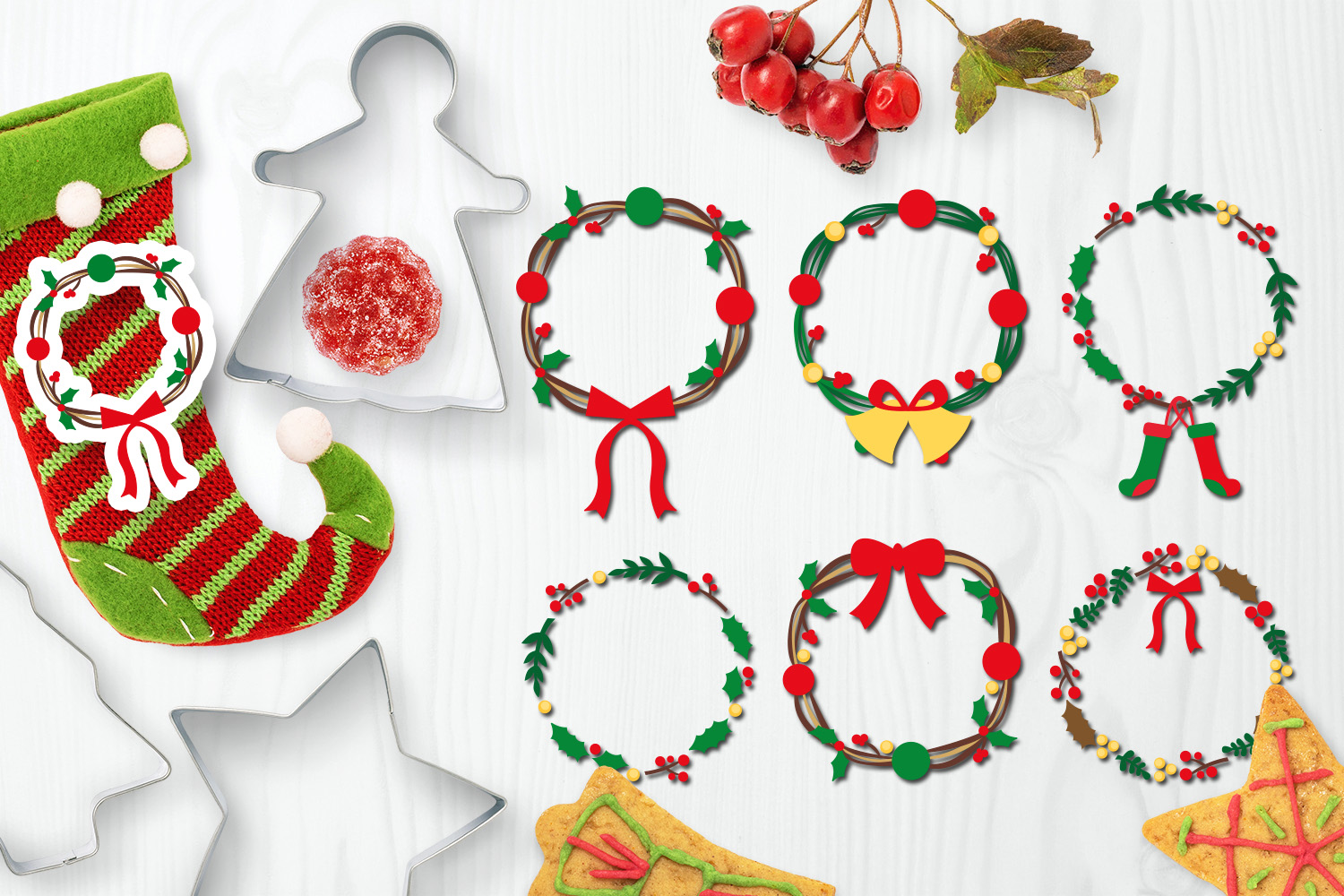 Christmas Wreath clip art illustrations