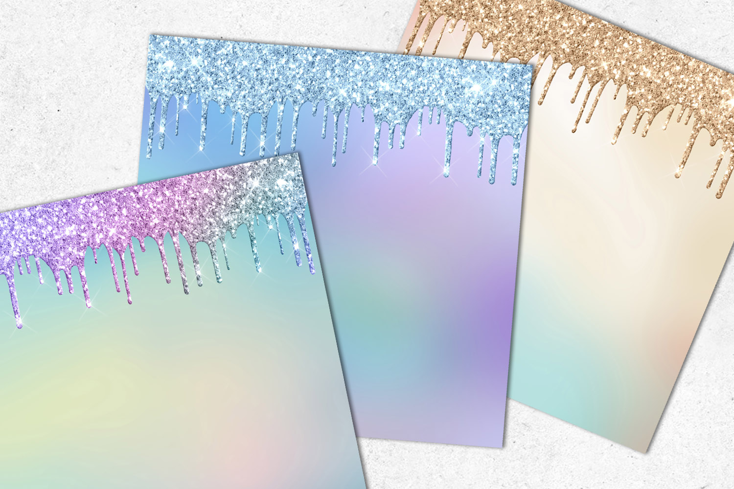Download Rainbow Ombre Glitter Drips Digital Paper (267225 ...
