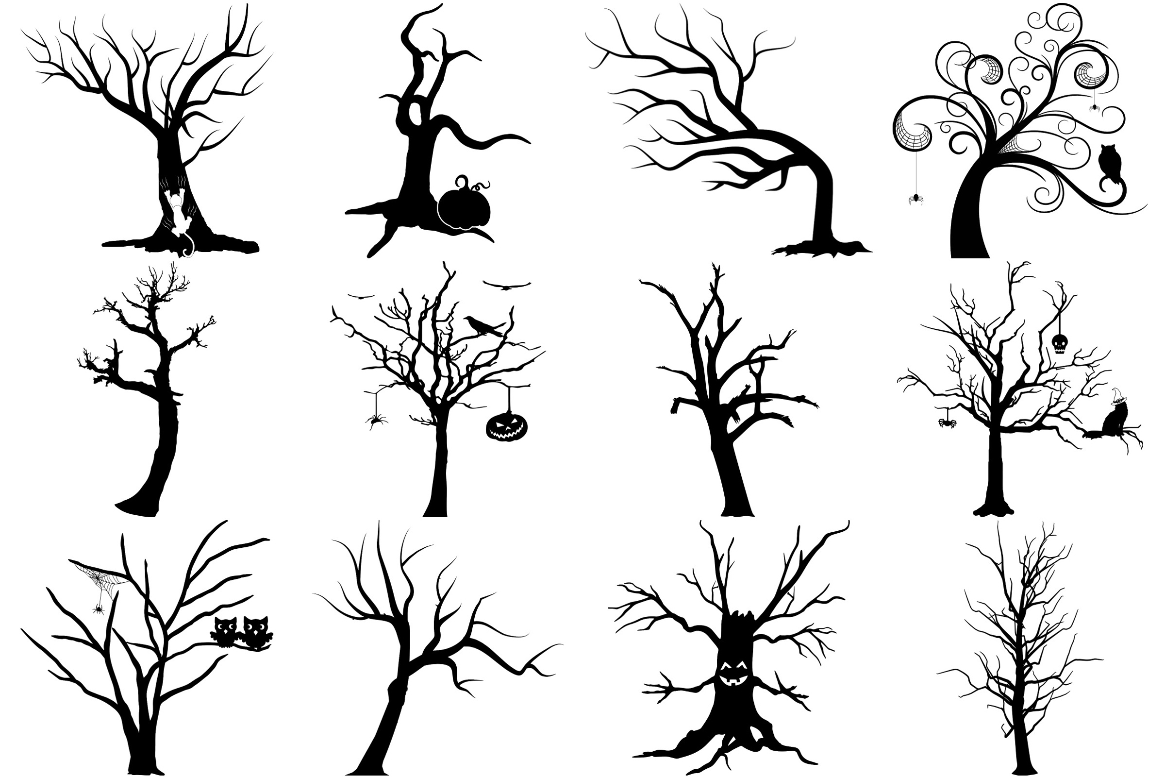 Halloween Silhouette Spooky Trees AI EPS PNG