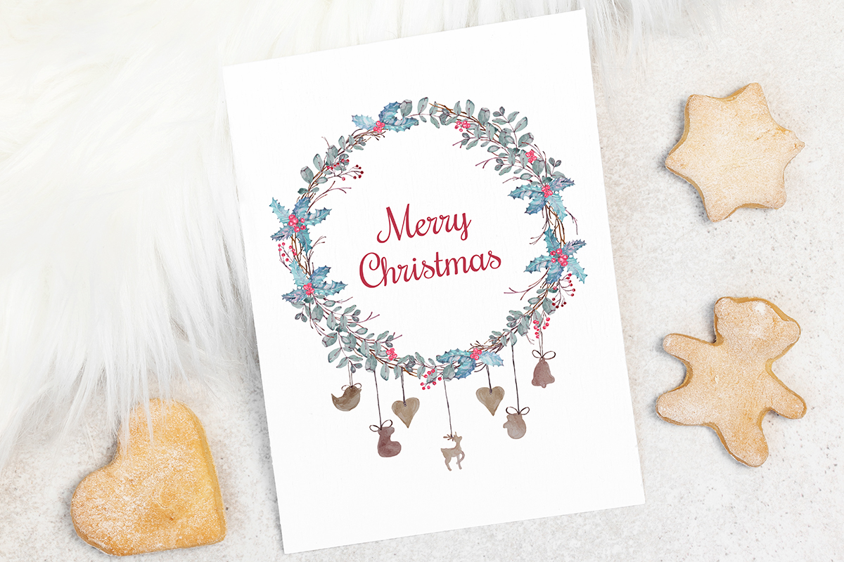 Greeting Cards Set With Christmas Tree, Catheters And Toys