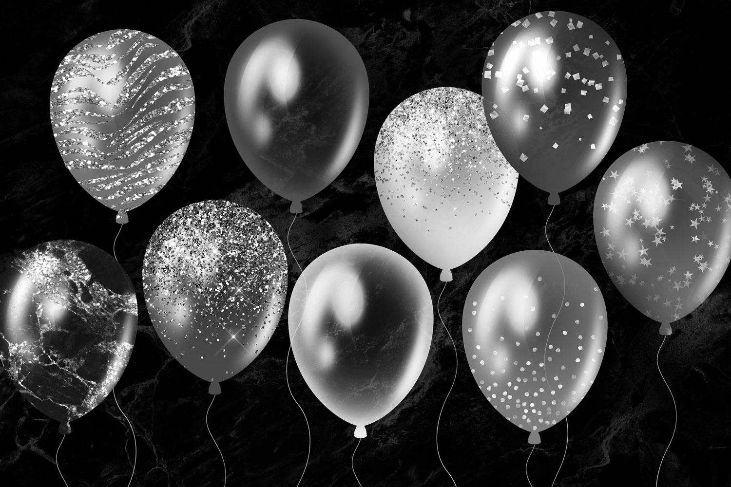 Silver Balloons Clipart