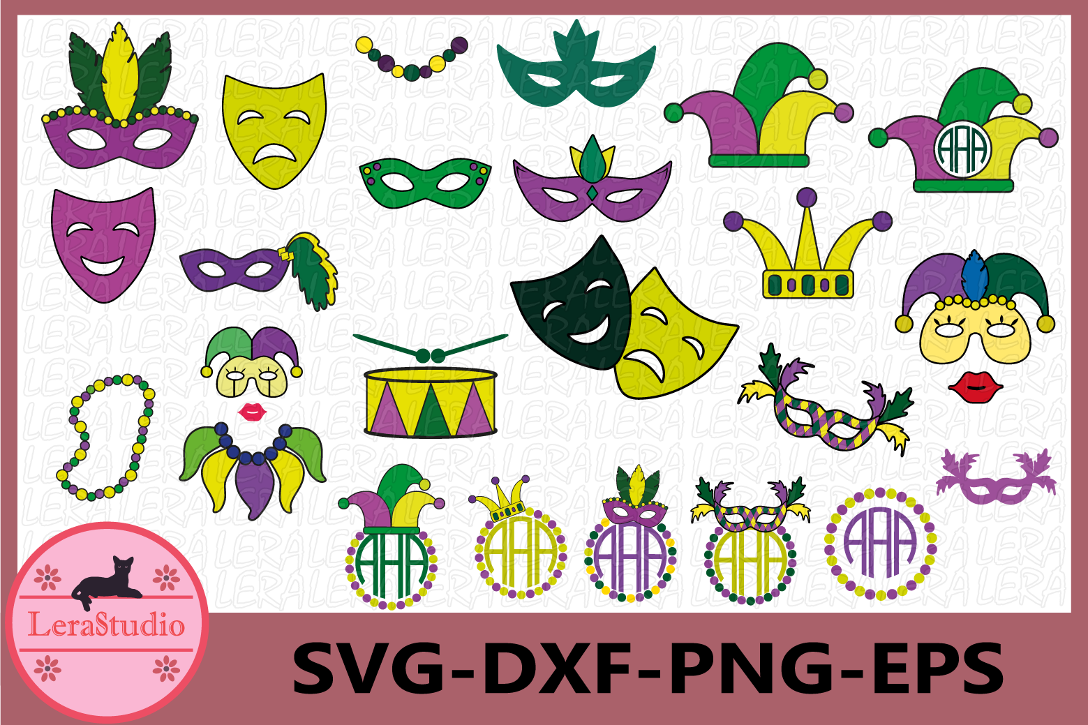 Download Mardi Gras Svg, Mardi Gras Clip Art, Mardi Gras Monogram (250259) | SVGs | Design Bundles