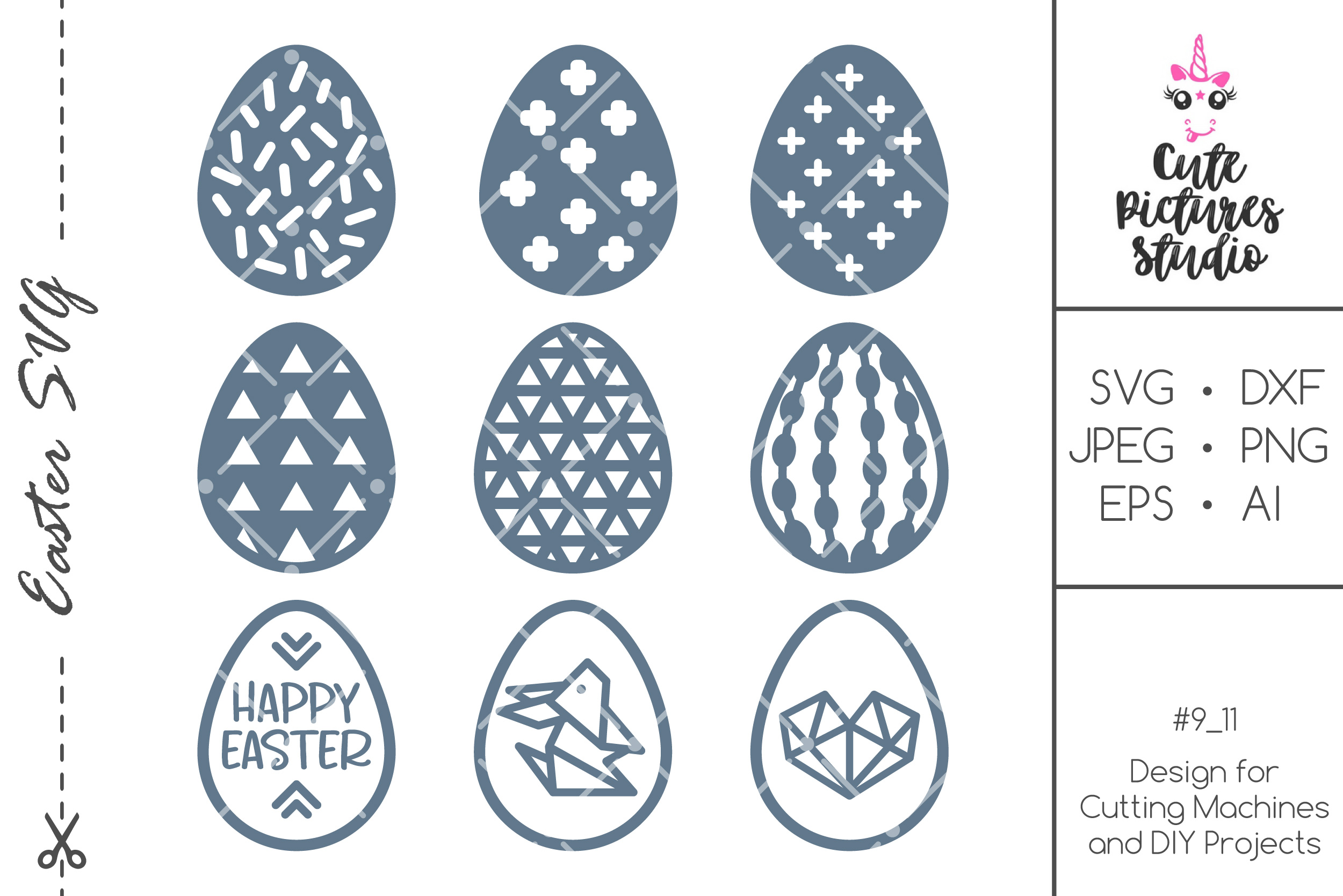 Happy Easter egg SVG cut file bundle, Scandi egg SVG clipart (468403