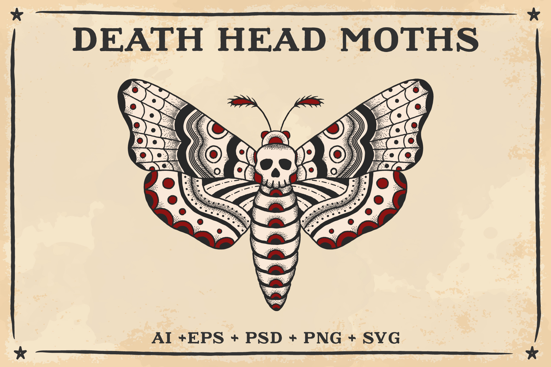 Death Head Moth Vector Design (124026) Illustrations Design Bundles