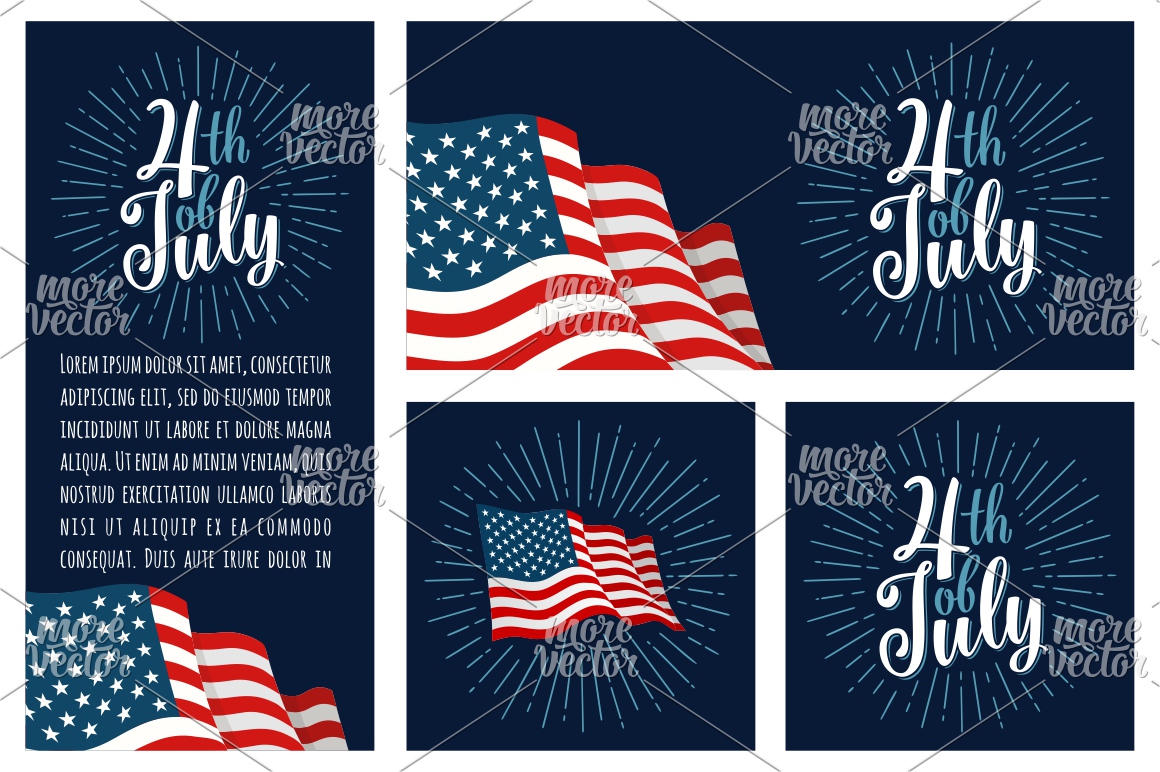 Set Horizontal Vertical Square Posters With Firework And