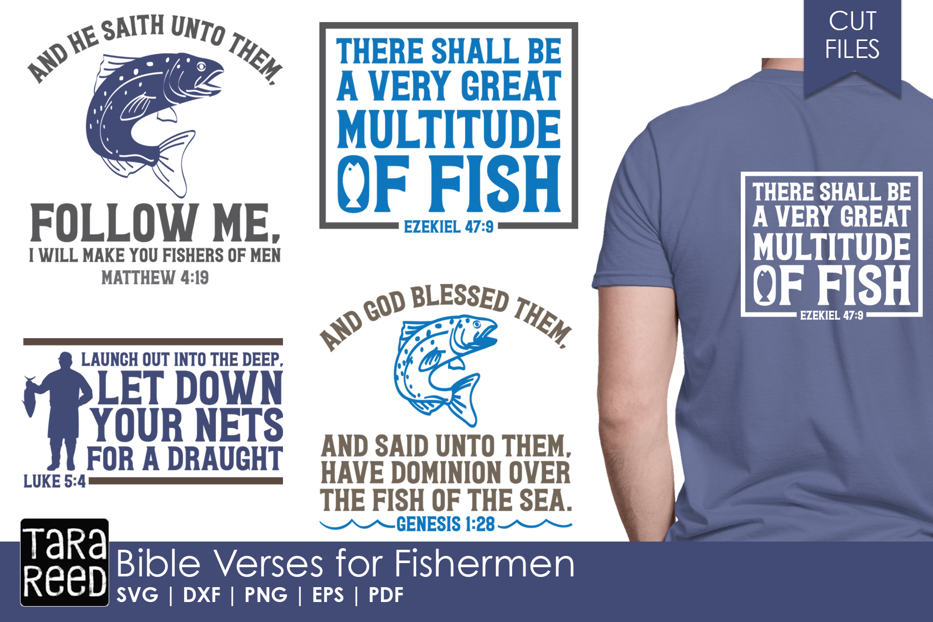 Bible Verses for Fishermen Fishing SVG and Cut Files (324405) Cut