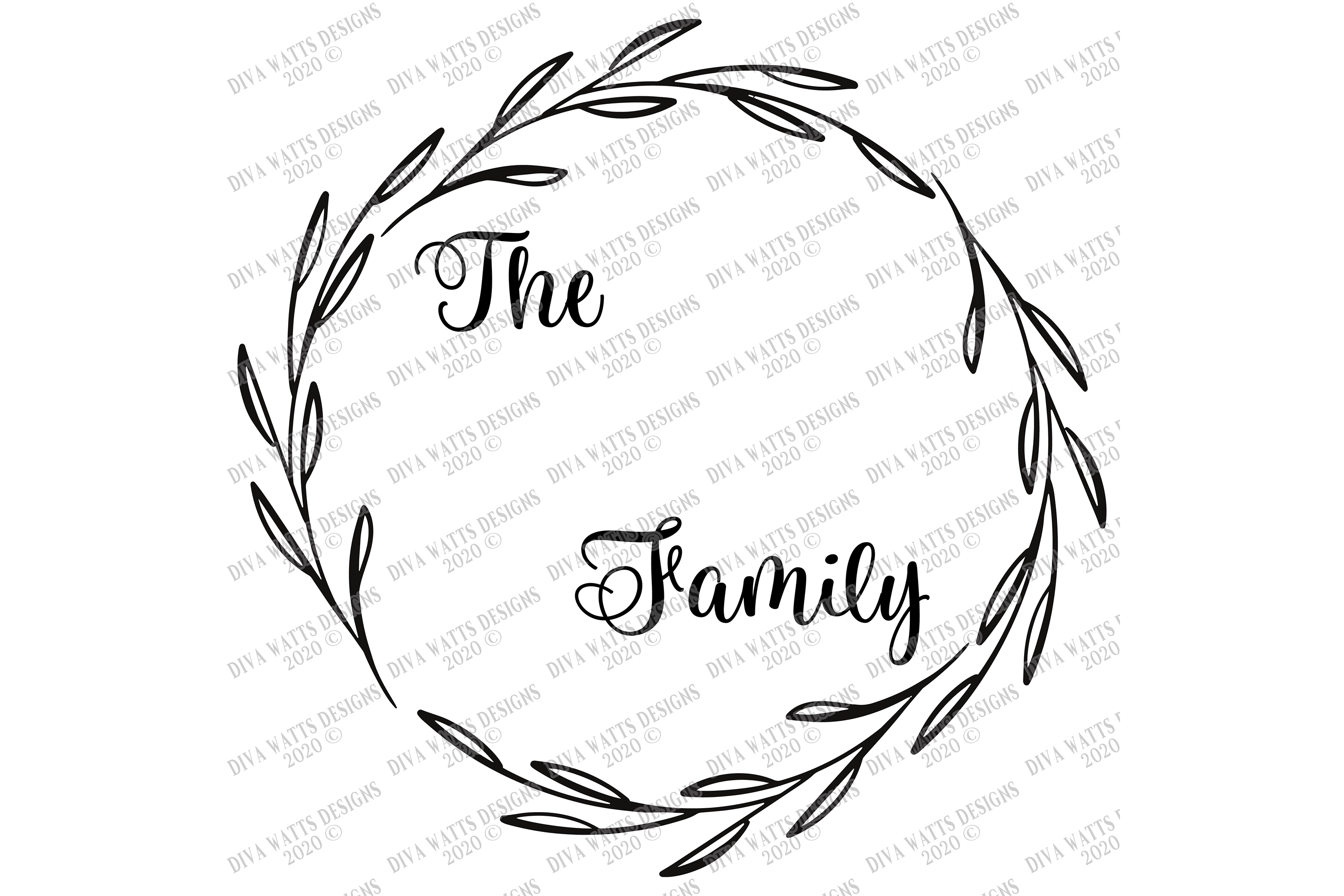 Monogram Wreath Family Last Name Farmhouse Sign SVG