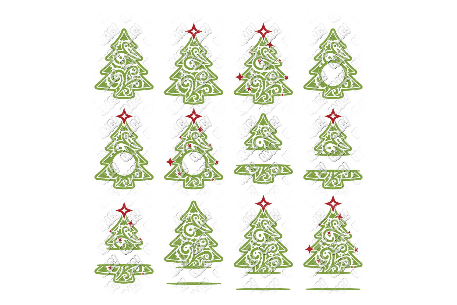 Download Christmas Tree SVG Monogram in SVG, DXF, PNG, EPS, JPEG