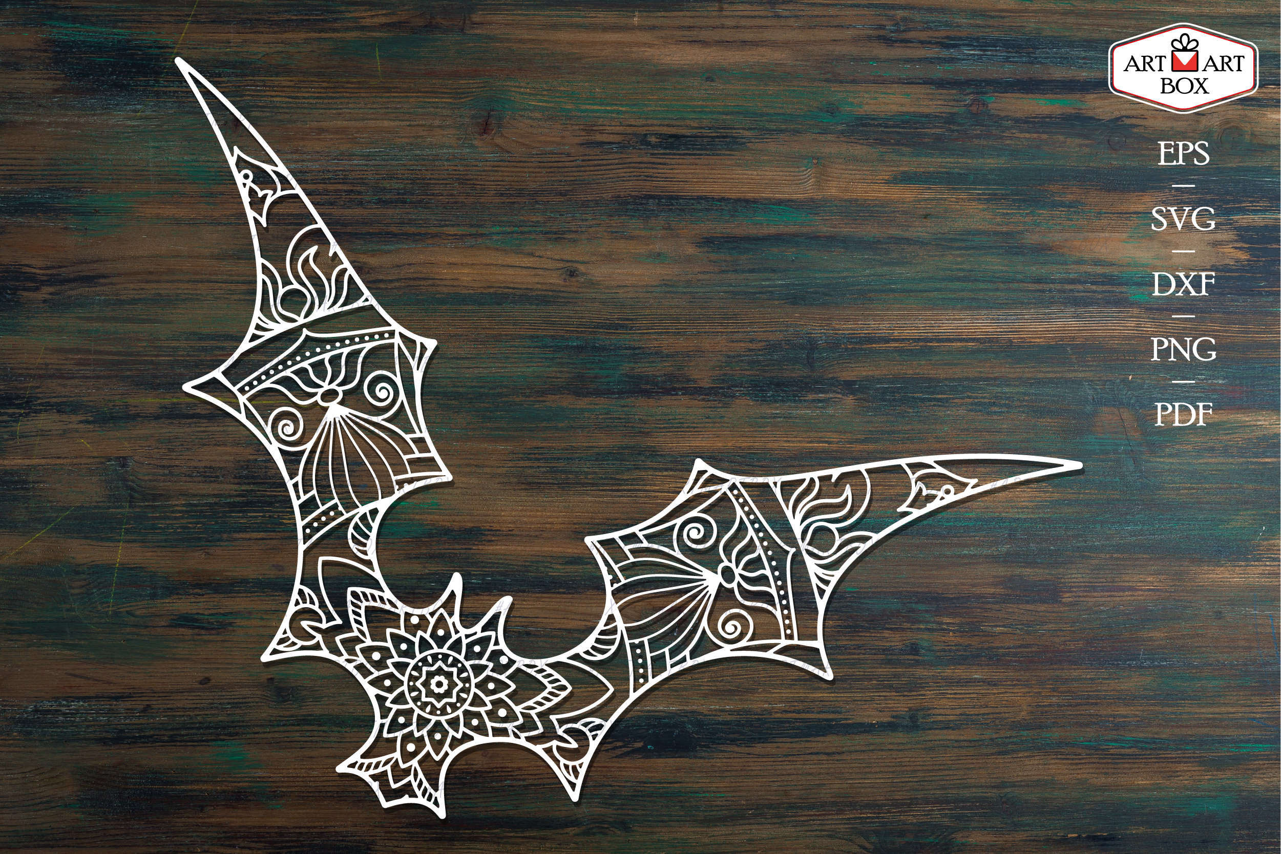 Bat silhouette with mandala.