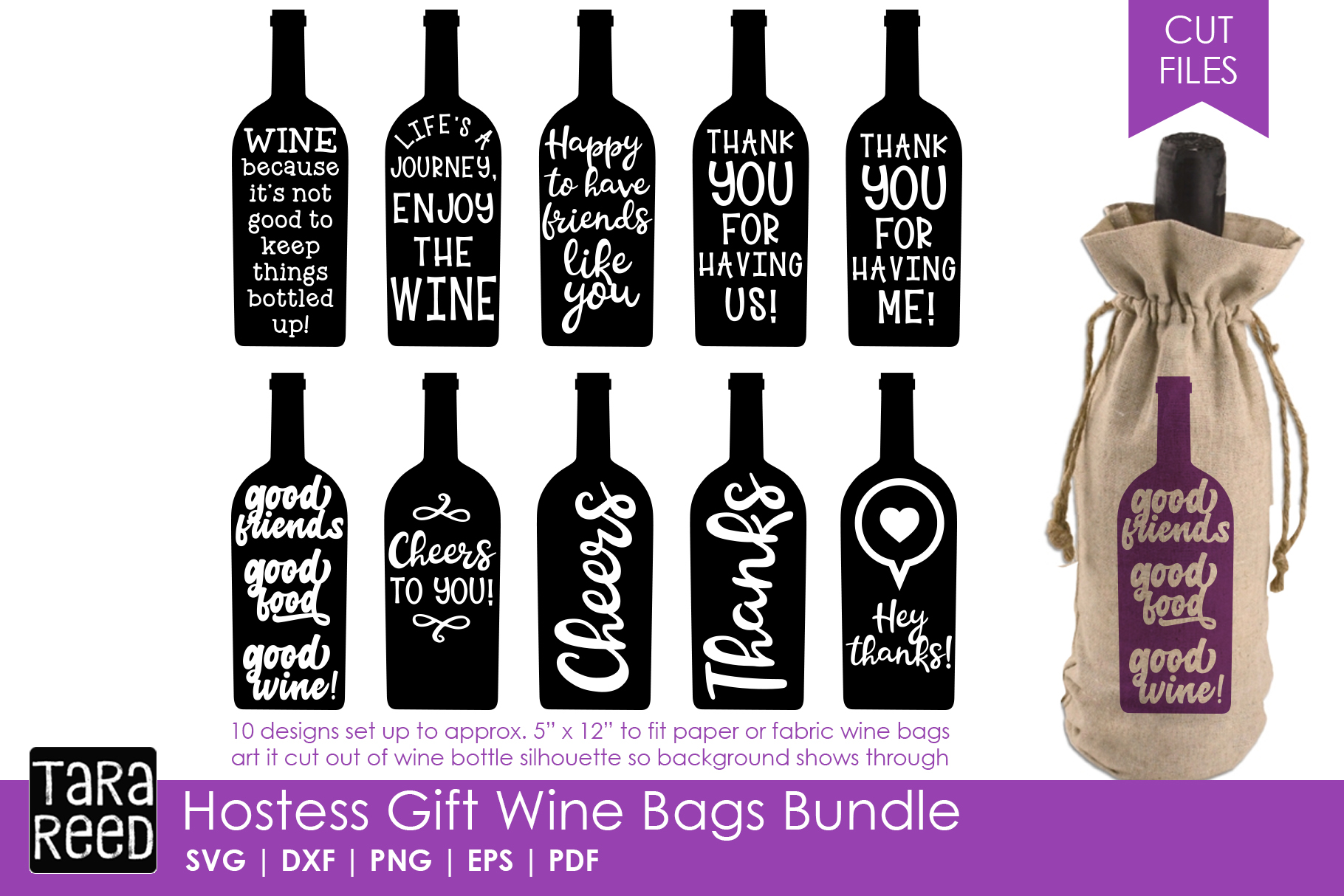 Download Hostess Gift Wine Bags - SVG or Cut Files for Crafters