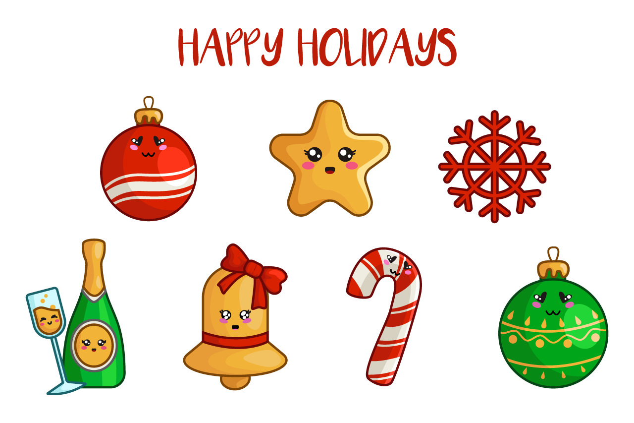 Merry Christmas Cute Characters Set 364804 Ilrations Merry Christmas Cute Characters Set