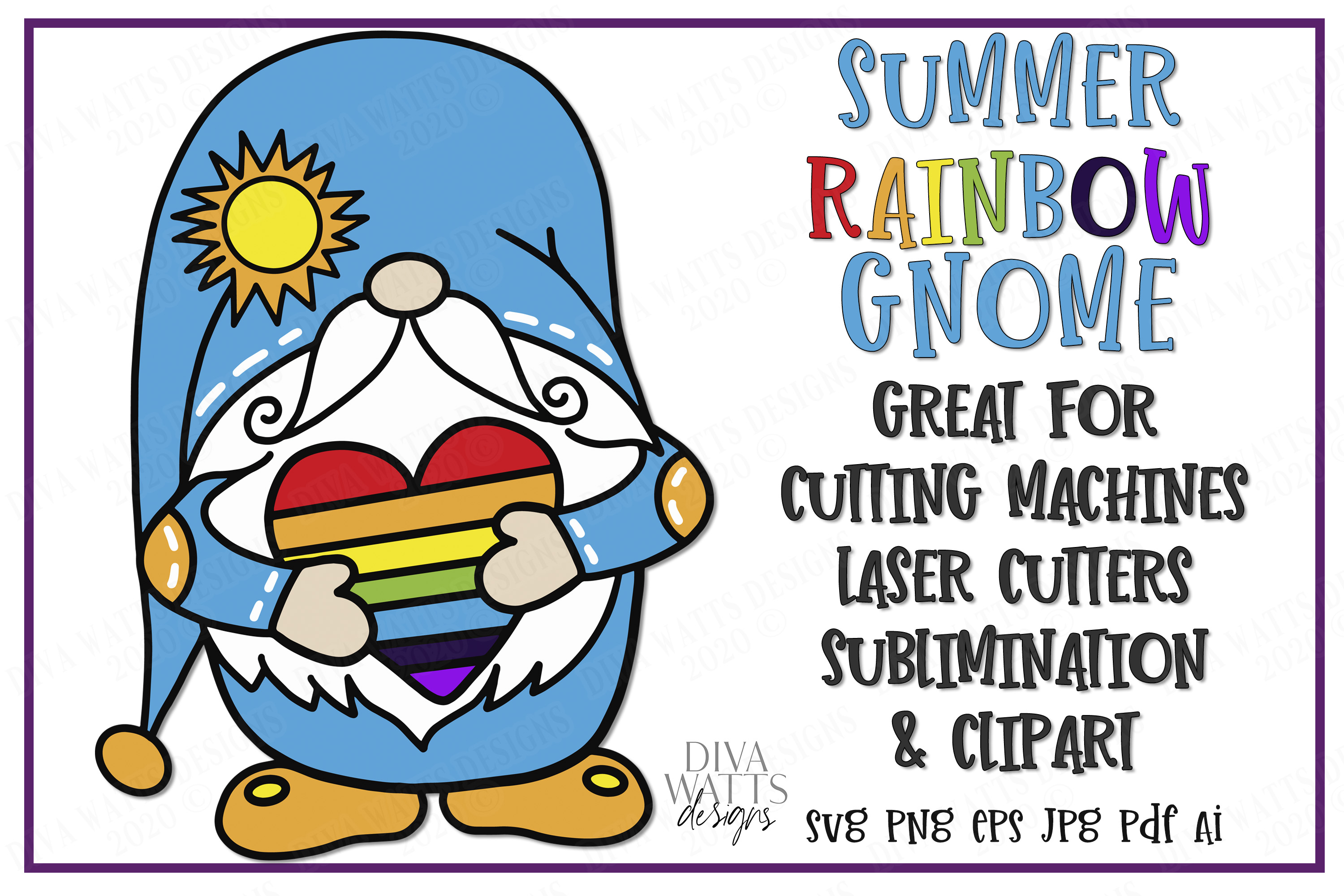 Download Summer Rainbow - Sunshine - Gnome - Gnomie - SVG EPS JPG ...