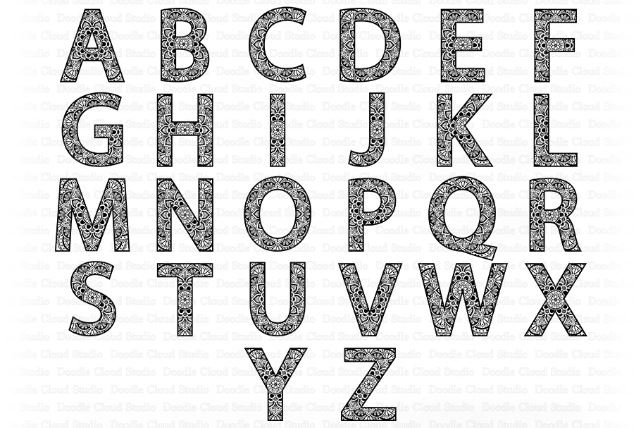 Download Mandala Alphabet SVG, Mandala Letters SVG, Alphabet Clipart. (435485) | Cut Files | Design Bundles