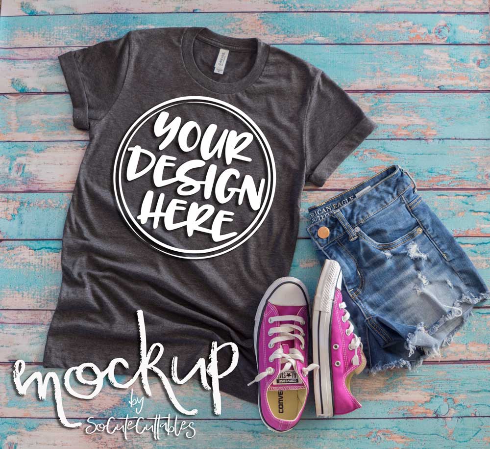 Gray t shirt mock up 6500 (84274) | Mock Ups | Design Bundles