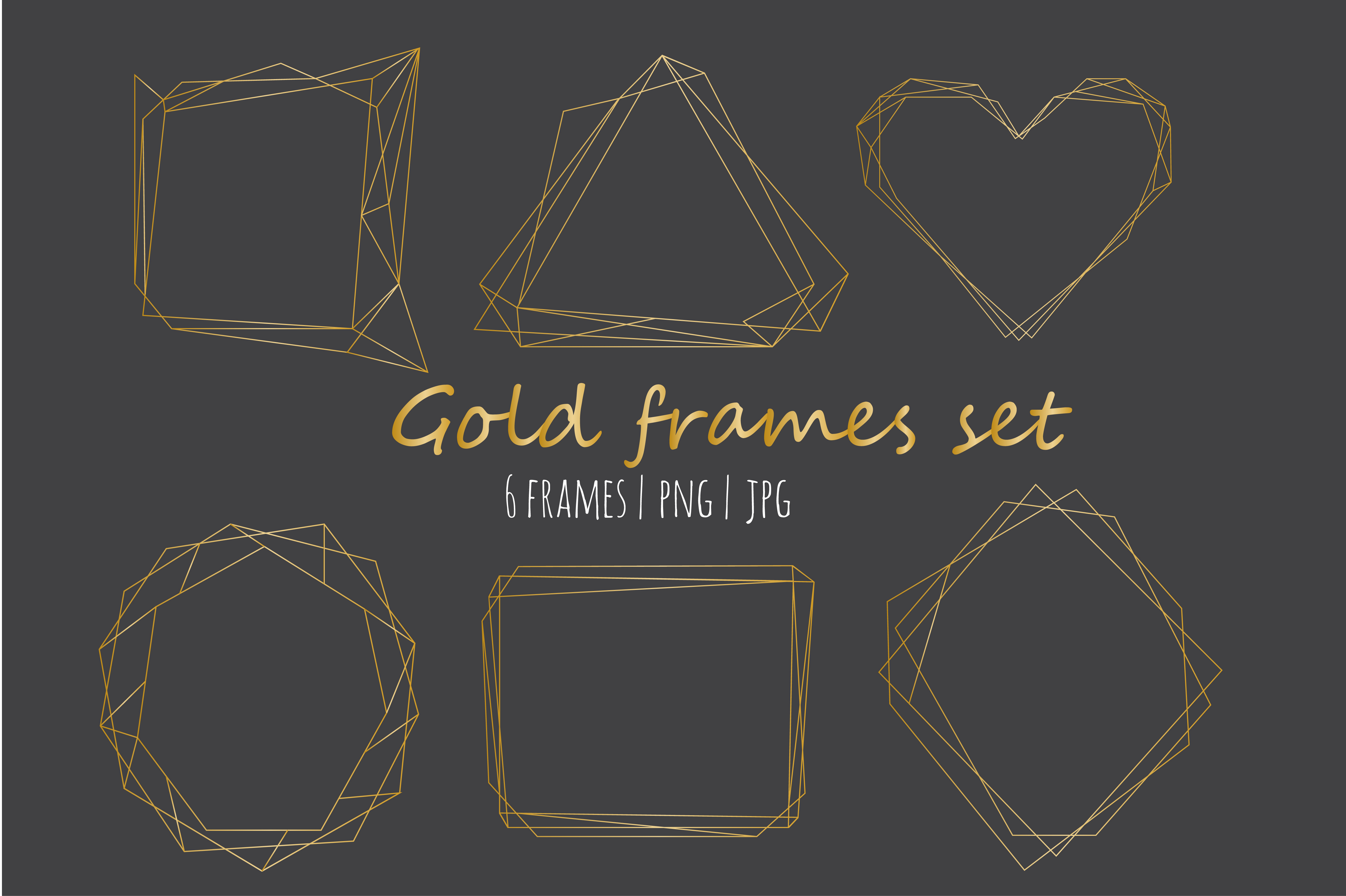 Gold frames set (98726) Illustrations Design Bundles
