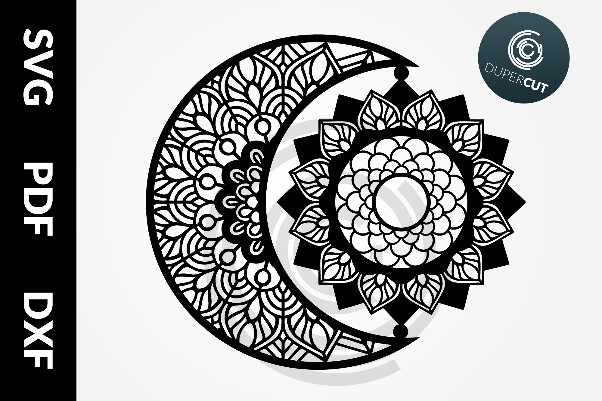 Download SVG / PDF / DXF Sun Moon Mandala, Papercutting Template ...