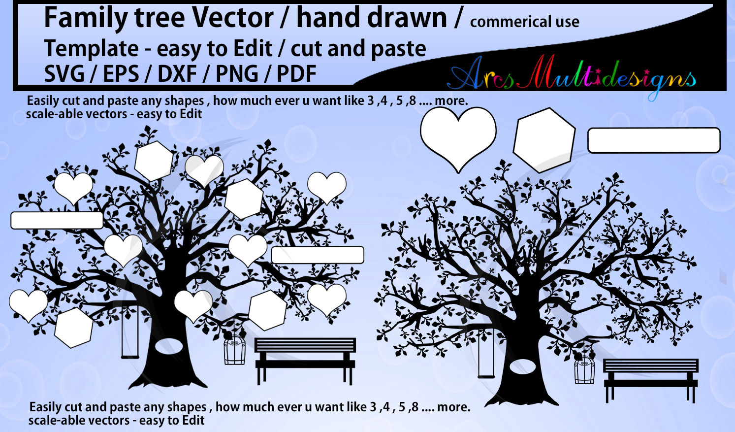 family tree clipart SVG template, EPS, Dxf, Png, Pdf, Jpg /family tree