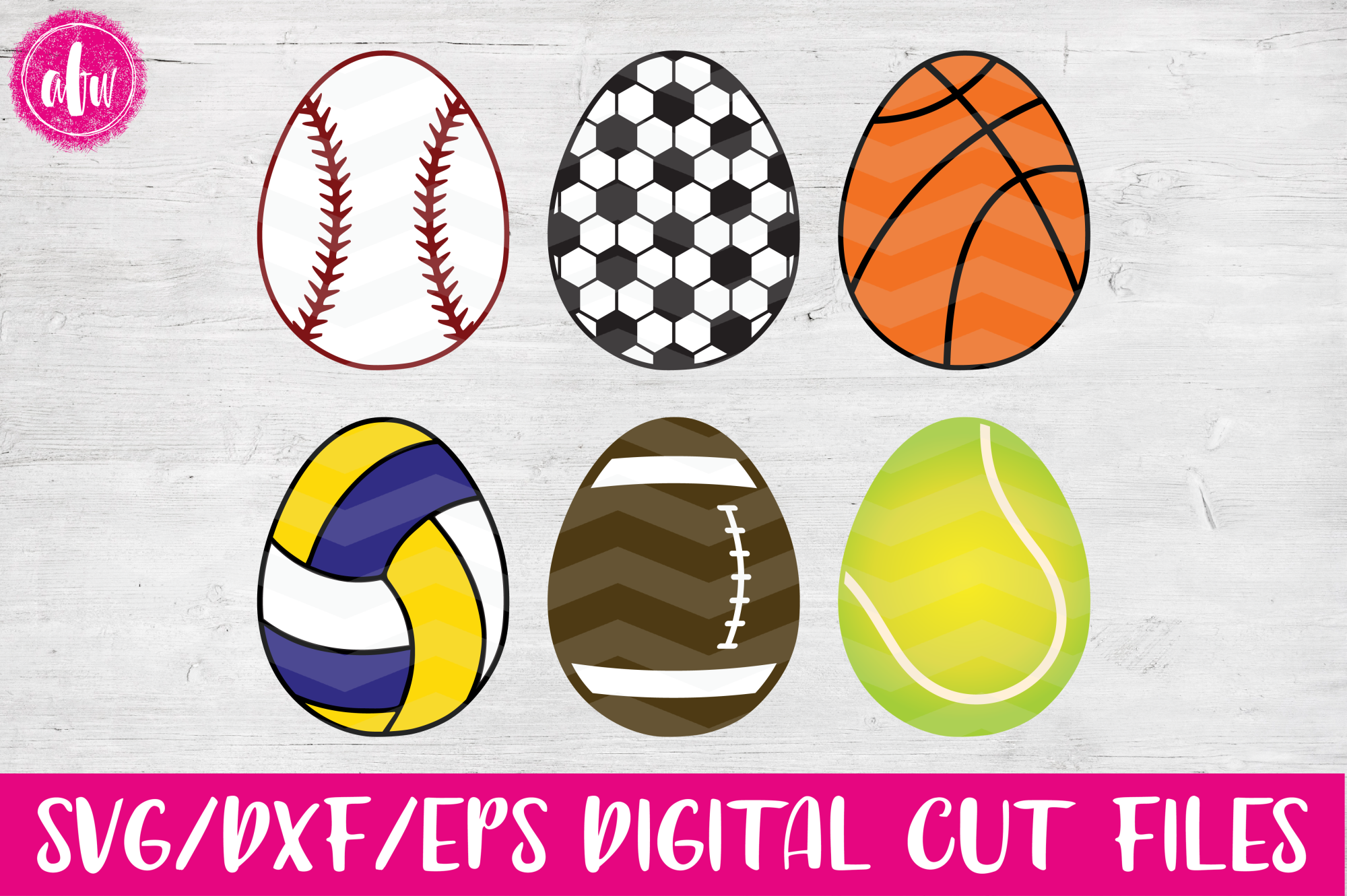 Sports Easter Eggs SVG, DXF, EPS Cut Files (14233) SVGs Design