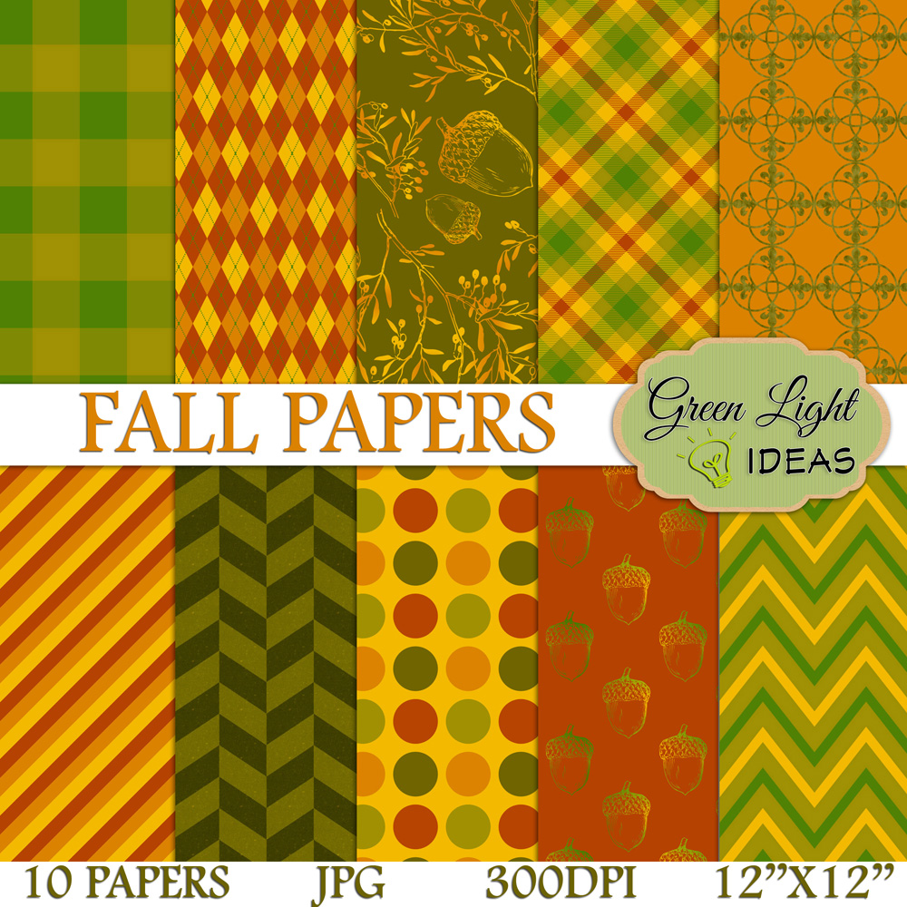 Fall Digital Papers, Autumn Backgrounds, Thanksgiving Scrapbook Papers ...