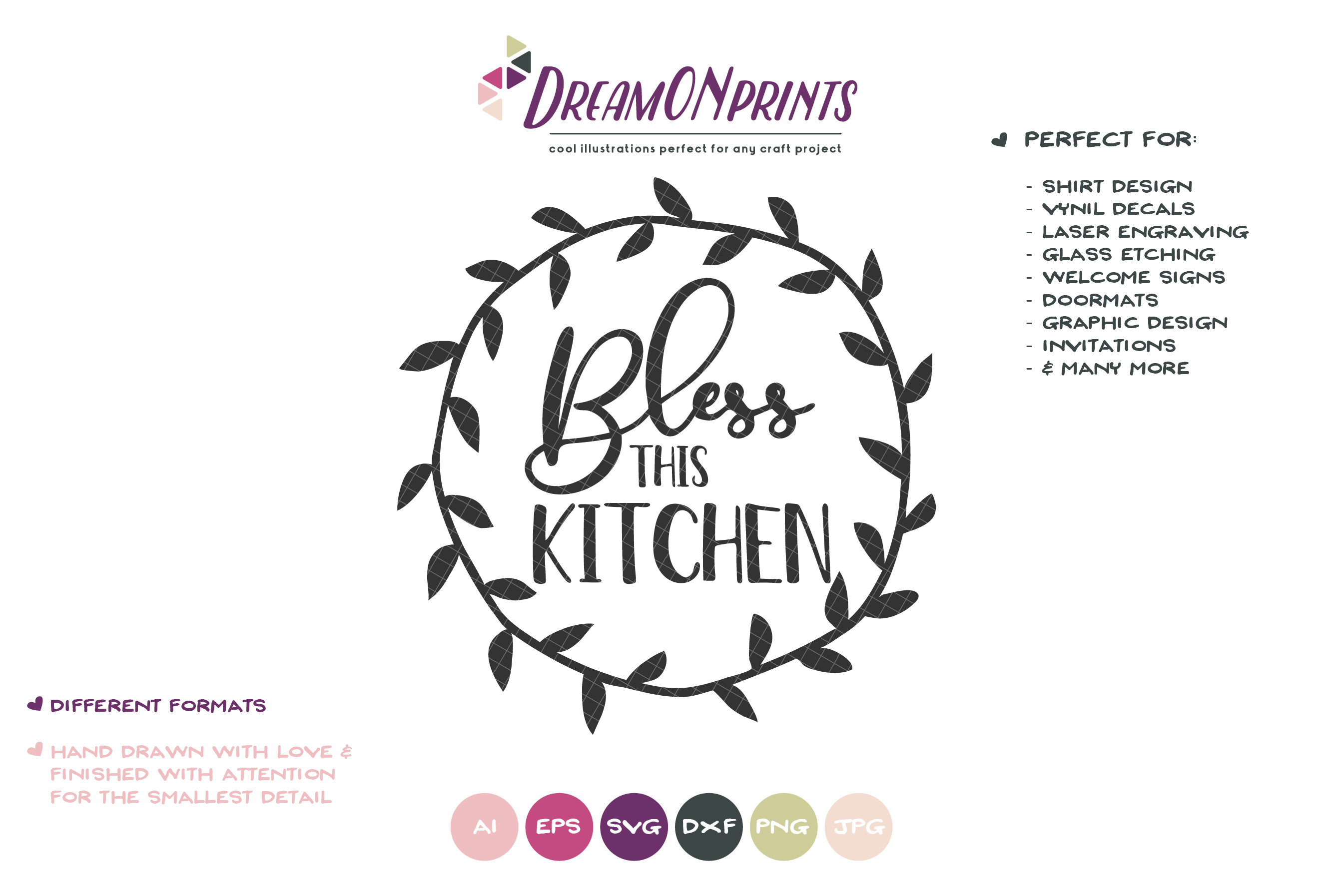 Bless this Kitchen SVG - Kitchen SVG Sign Making (220799) | Cut Files